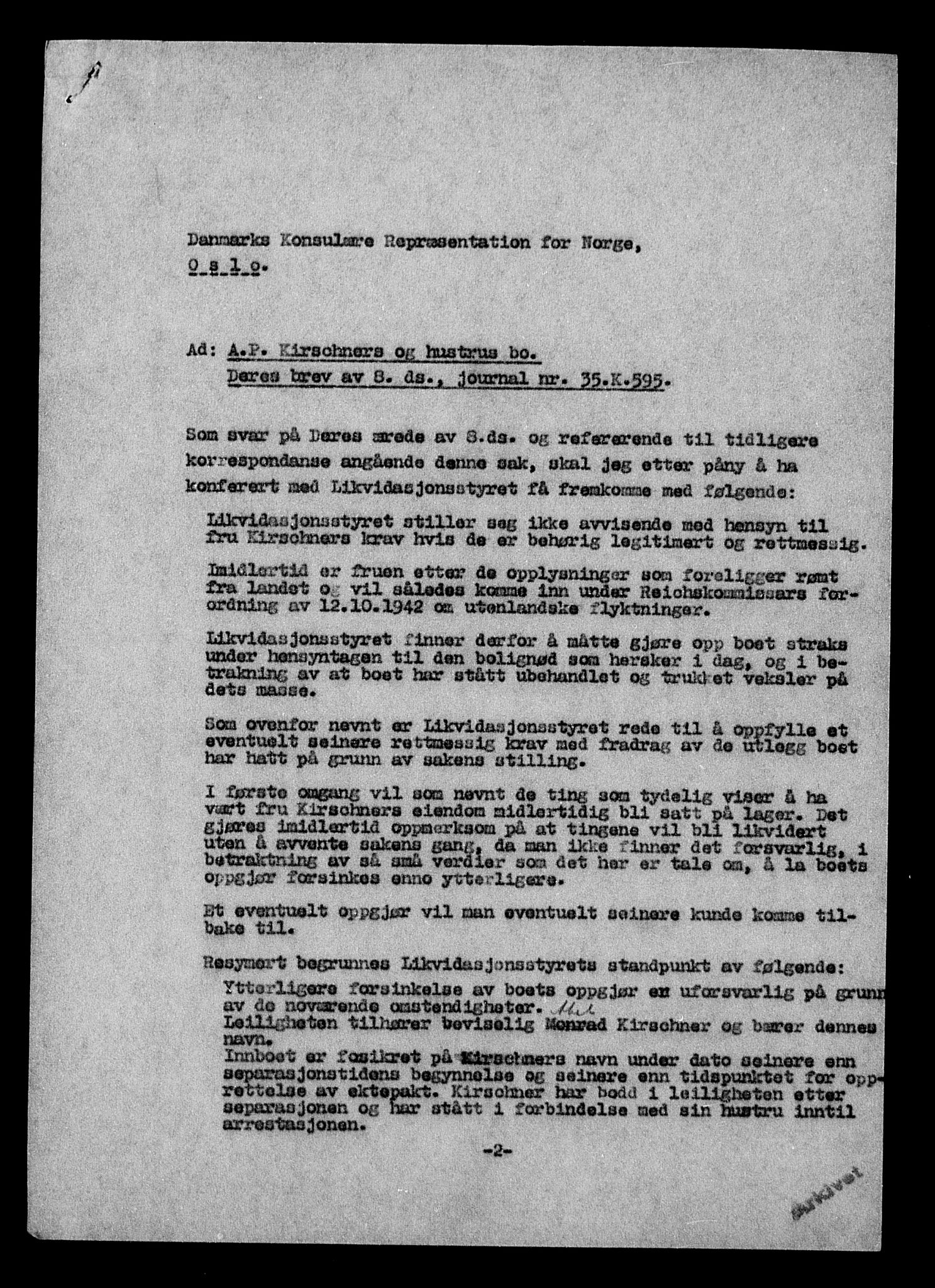 Justisdepartementet, Tilbakeføringskontoret for inndratte formuer, AV/RA-S-1564/H/Hc/Hcc/L0951: --, 1945-1947, p. 435
