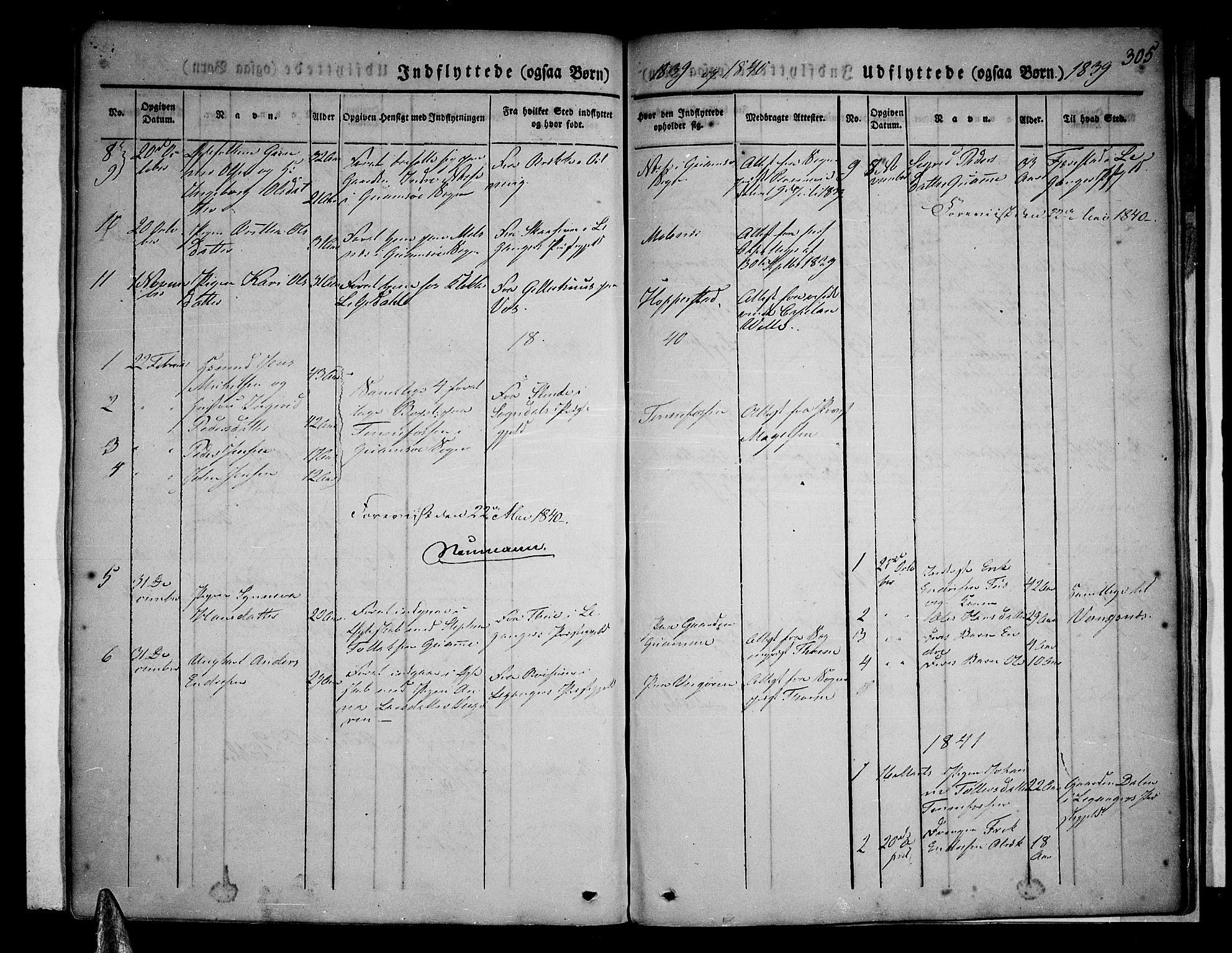 Vik sokneprestembete, SAB/A-81501: Parish register (official) no. A 7, 1831-1845, p. 305