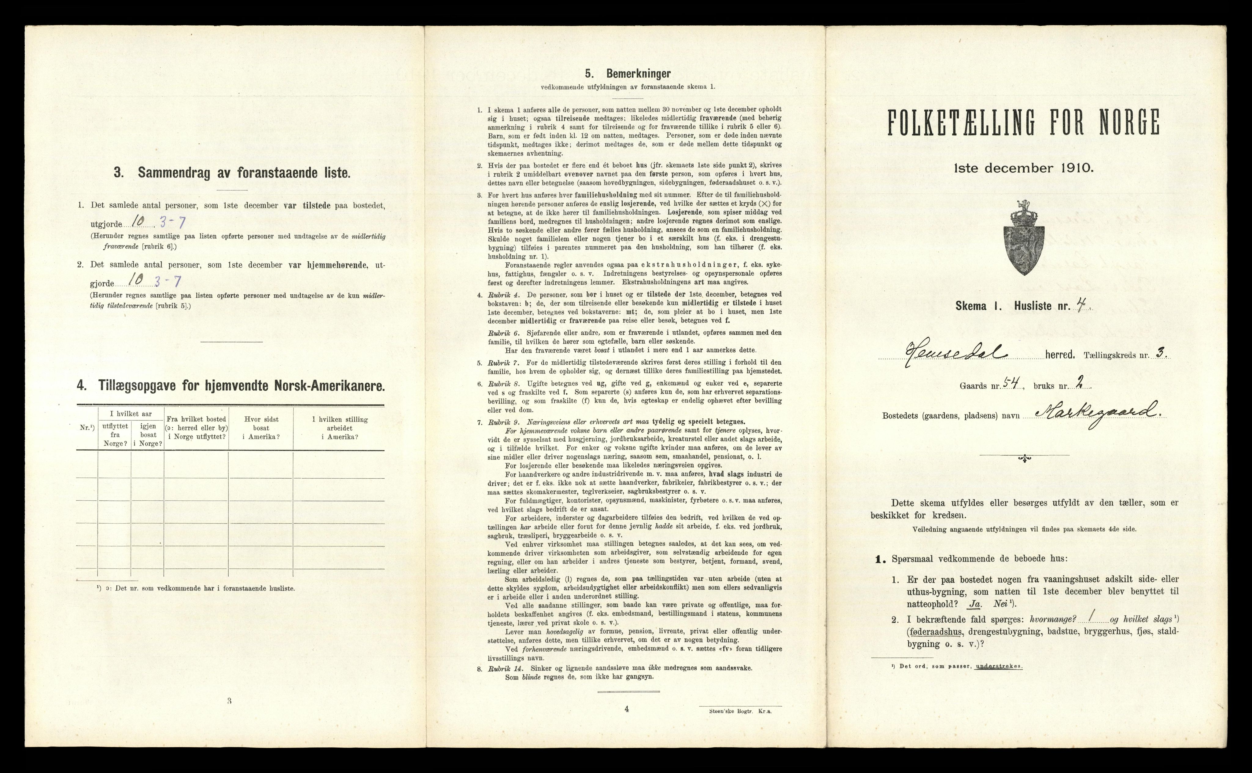 RA, 1910 census for Hemsedal, 1910, p. 124