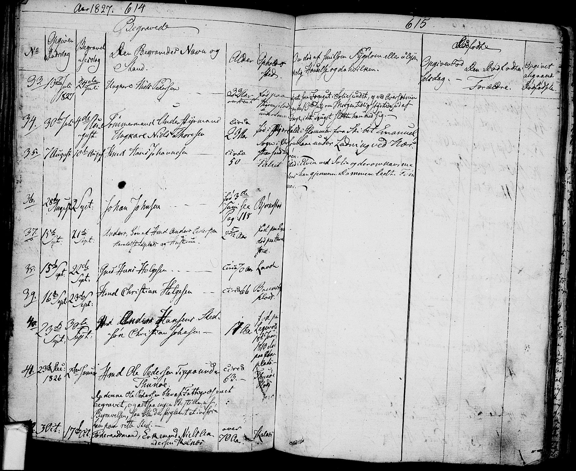 Tune prestekontor Kirkebøker, SAO/A-2007/F/Fa/L0006: Parish register (official) no. 6, 1823-1831, p. 614-615