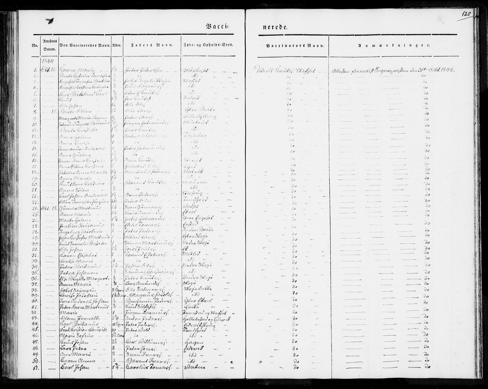 Ministerialprotokoller, klokkerbøker og fødselsregistre - Møre og Romsdal, AV/SAT-A-1454/524/L0352: Parish register (official) no. 524A04, 1838-1847, p. 120