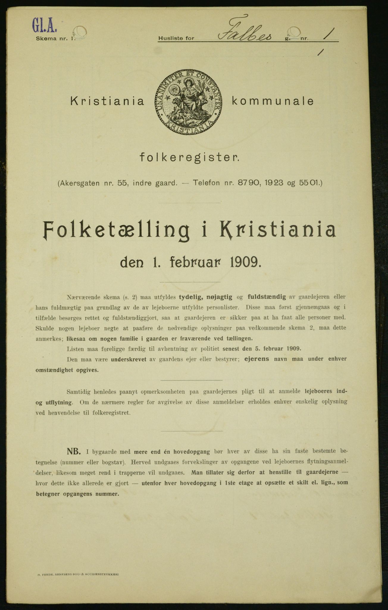 OBA, Municipal Census 1909 for Kristiania, 1909, p. 20907