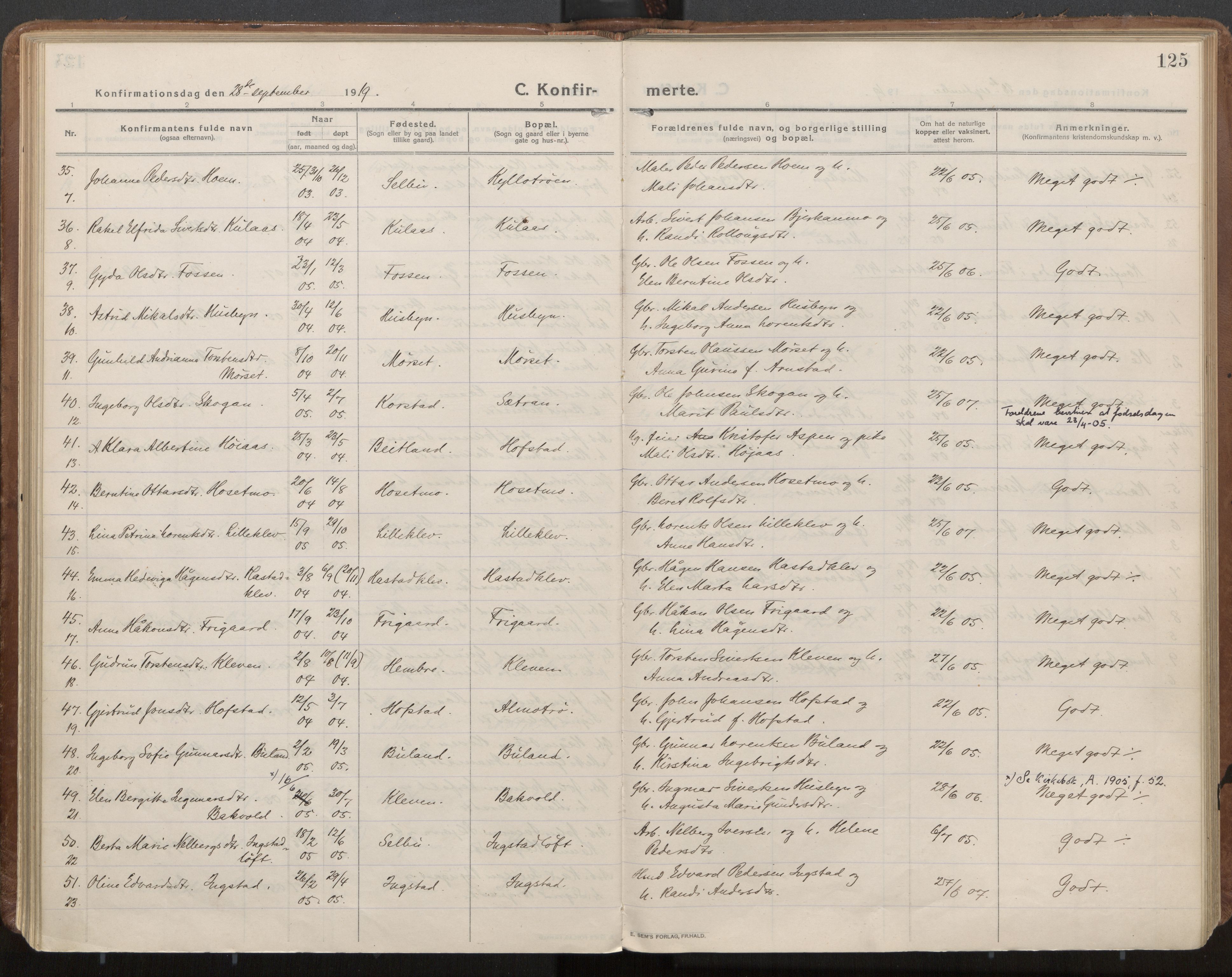 Ministerialprotokoller, klokkerbøker og fødselsregistre - Nord-Trøndelag, SAT/A-1458/703/L0037: Parish register (official) no. 703A10, 1915-1932, p. 125