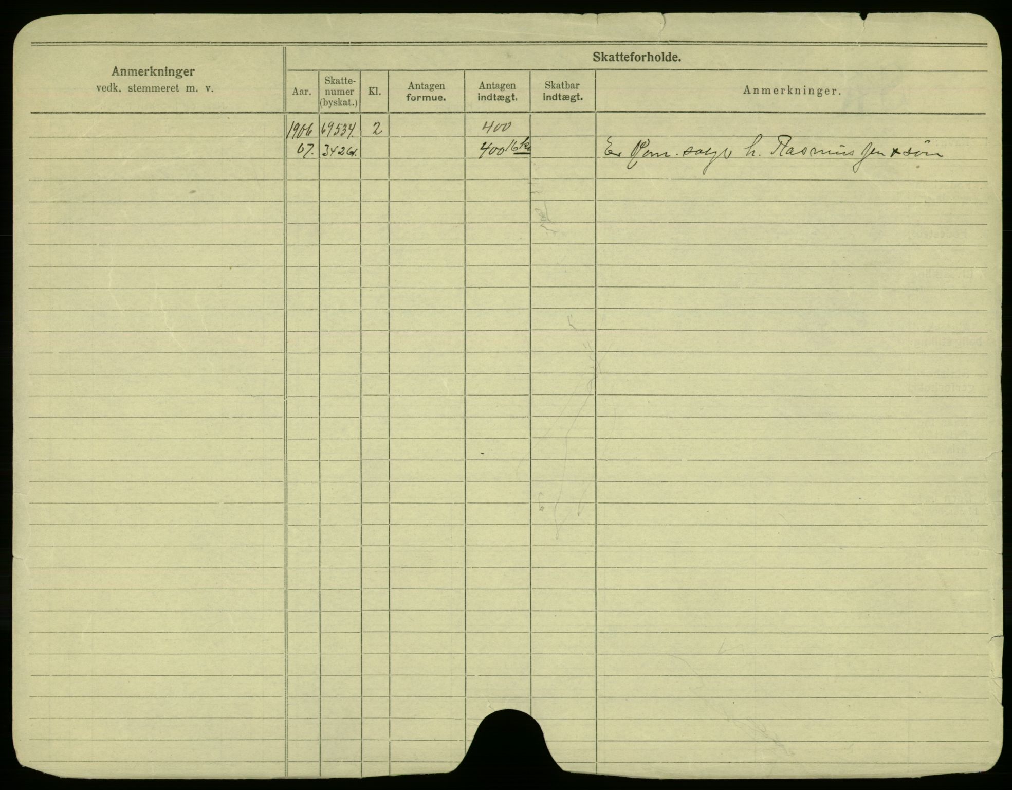 Oslo folkeregister, Registerkort, SAO/A-11715/F/Fa/Fac/L0003: Menn, 1906-1914, p. 2b