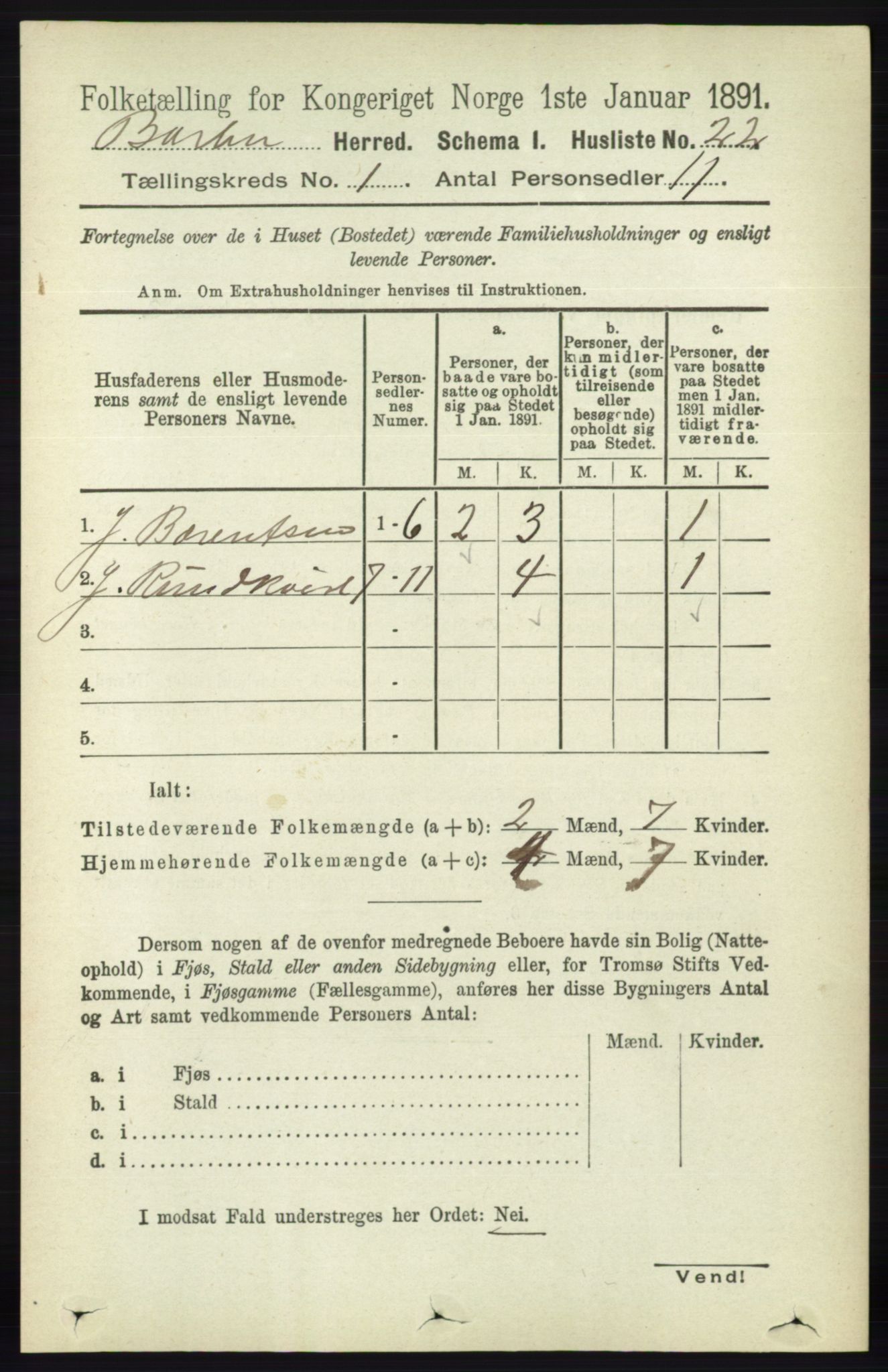 RA, 1891 census for 0990 Barbu, 1891, p. 53