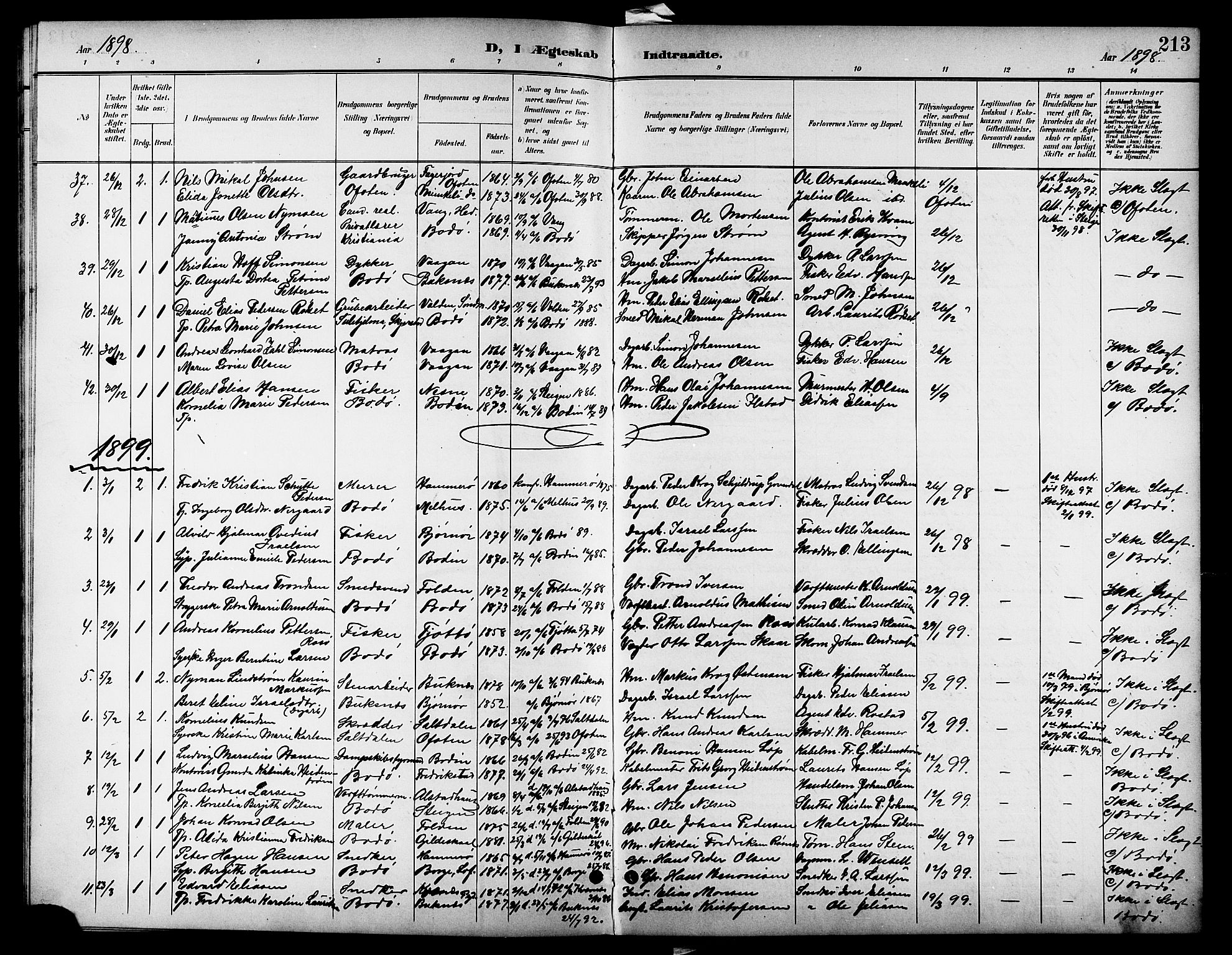 Ministerialprotokoller, klokkerbøker og fødselsregistre - Nordland, SAT/A-1459/801/L0033: Parish register (copy) no. 801C08, 1898-1910, p. 213