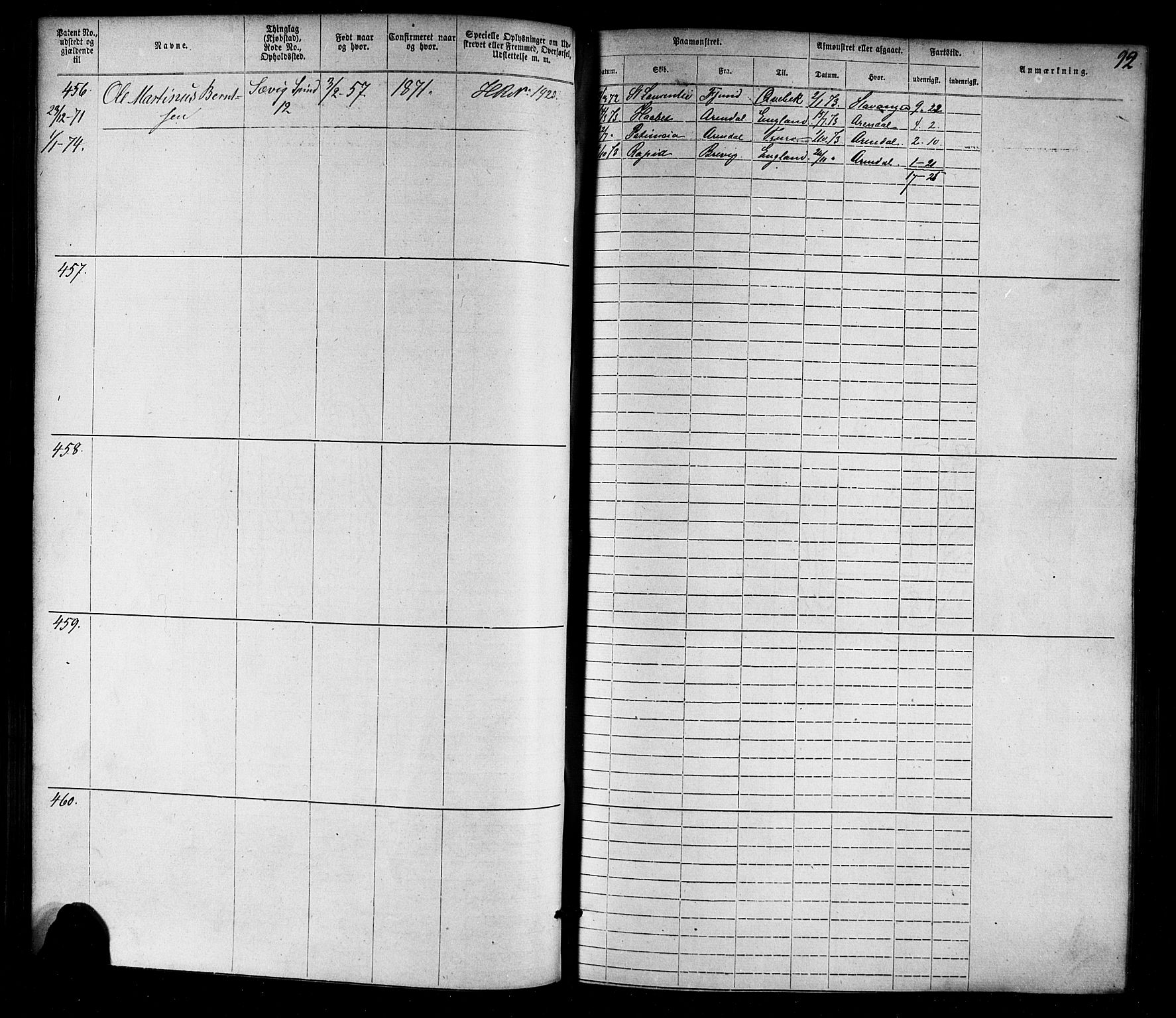 Farsund mønstringskrets, SAK/2031-0017/F/Fa/L0005: Annotasjonsrulle nr 1-1910 med register, Z-2, 1869-1877, p. 118