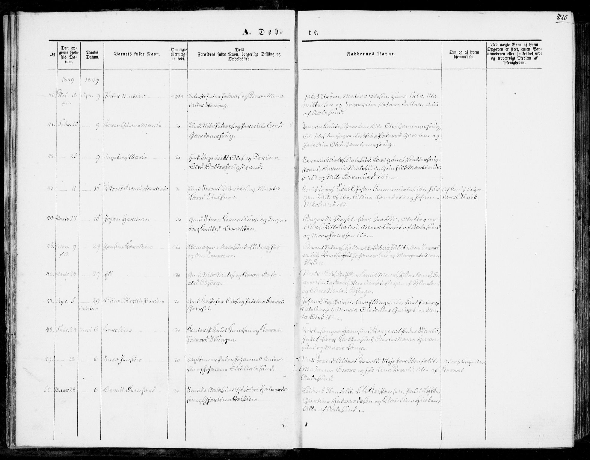 Ministerialprotokoller, klokkerbøker og fødselsregistre - Møre og Romsdal, AV/SAT-A-1454/528/L0397: Parish register (official) no. 528A08, 1848-1858, p. 20