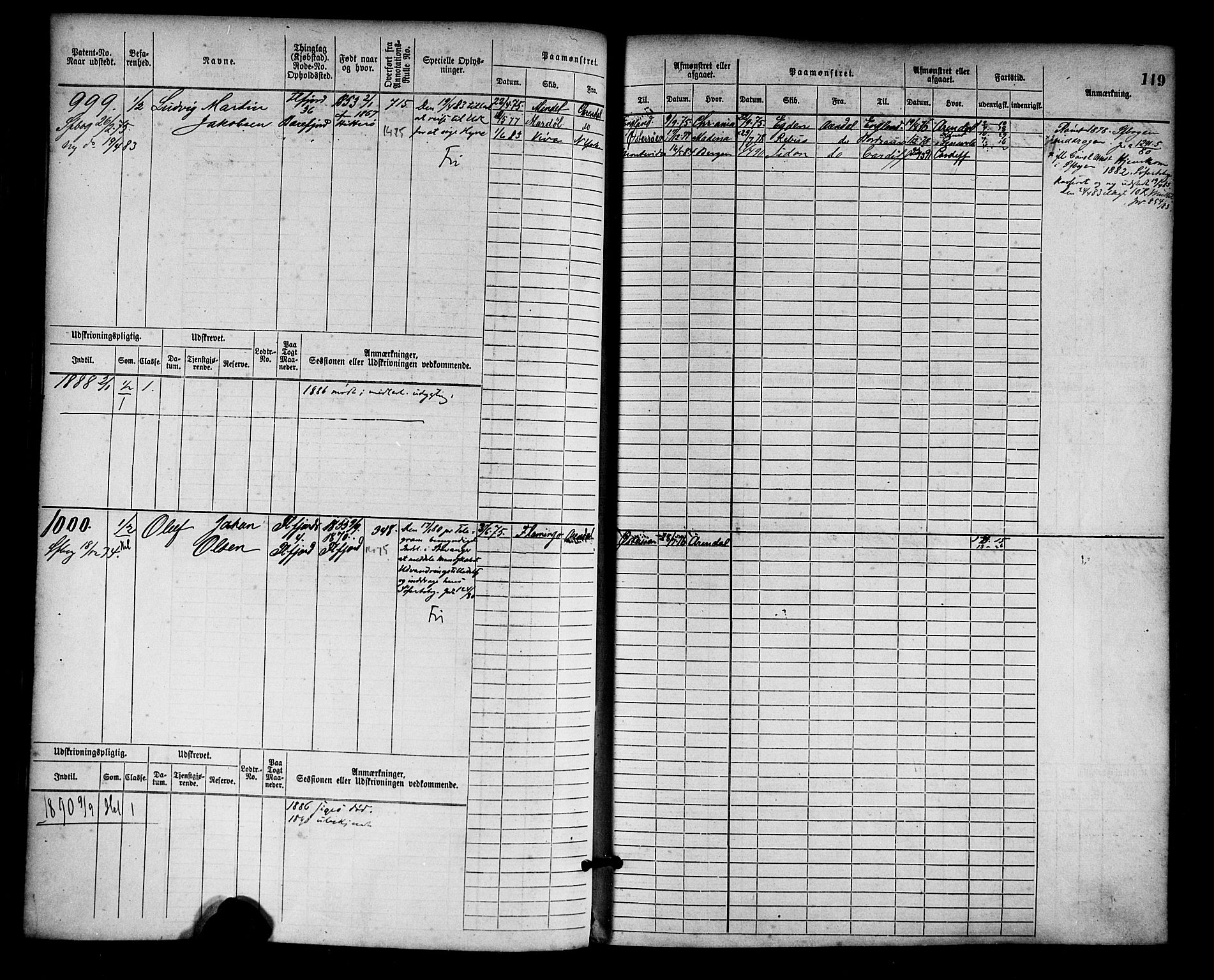 Flekkefjord mønstringskrets, AV/SAK-2031-0018/F/Fb/L0002: Hovedrulle nr 765-1514, N-5, 1868-1900, p. 121