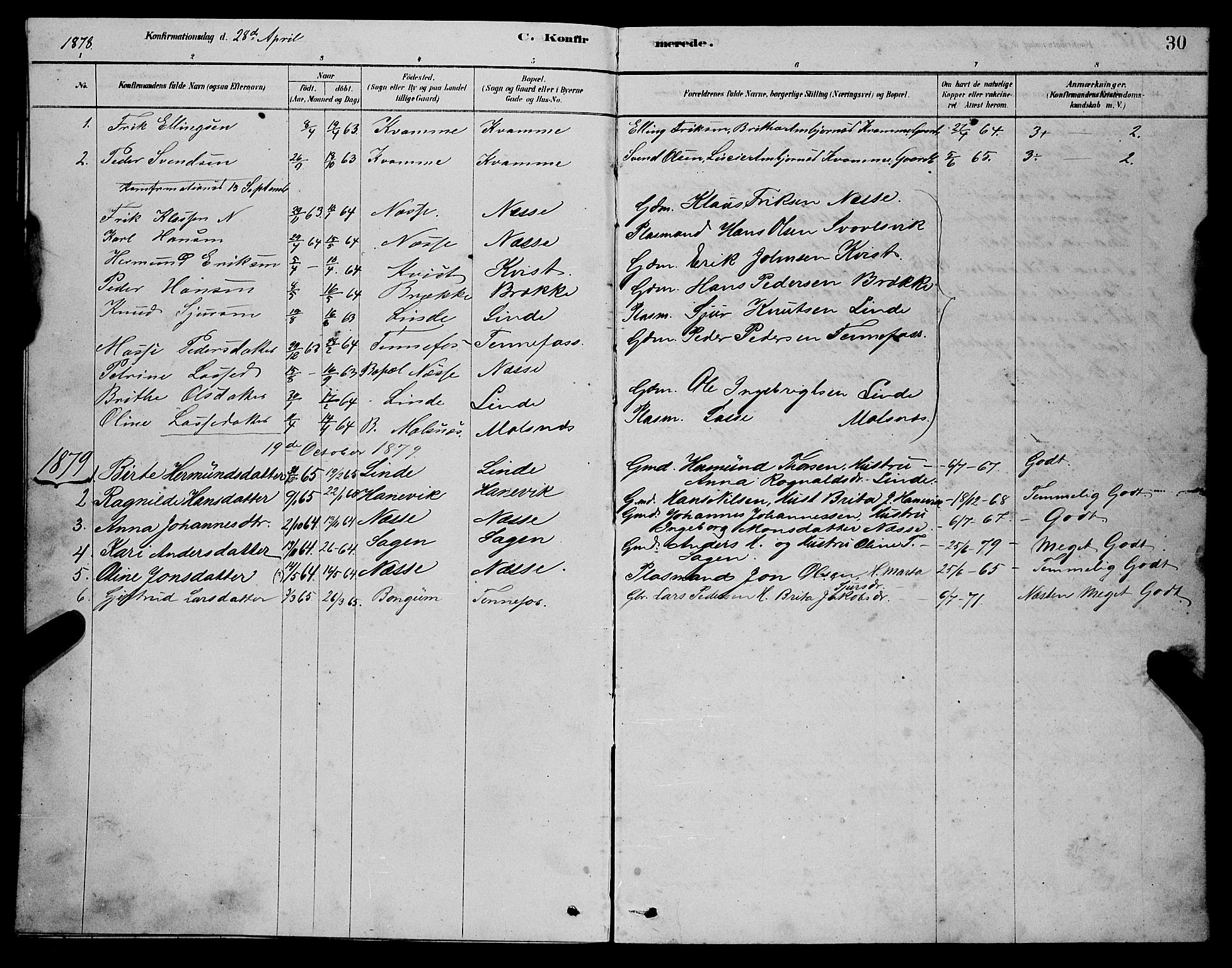 Balestrand sokneprestembete, AV/SAB-A-79601/H/Hab/Habc/L0002: Parish register (copy) no. C 2, 1878-1895, p. 30