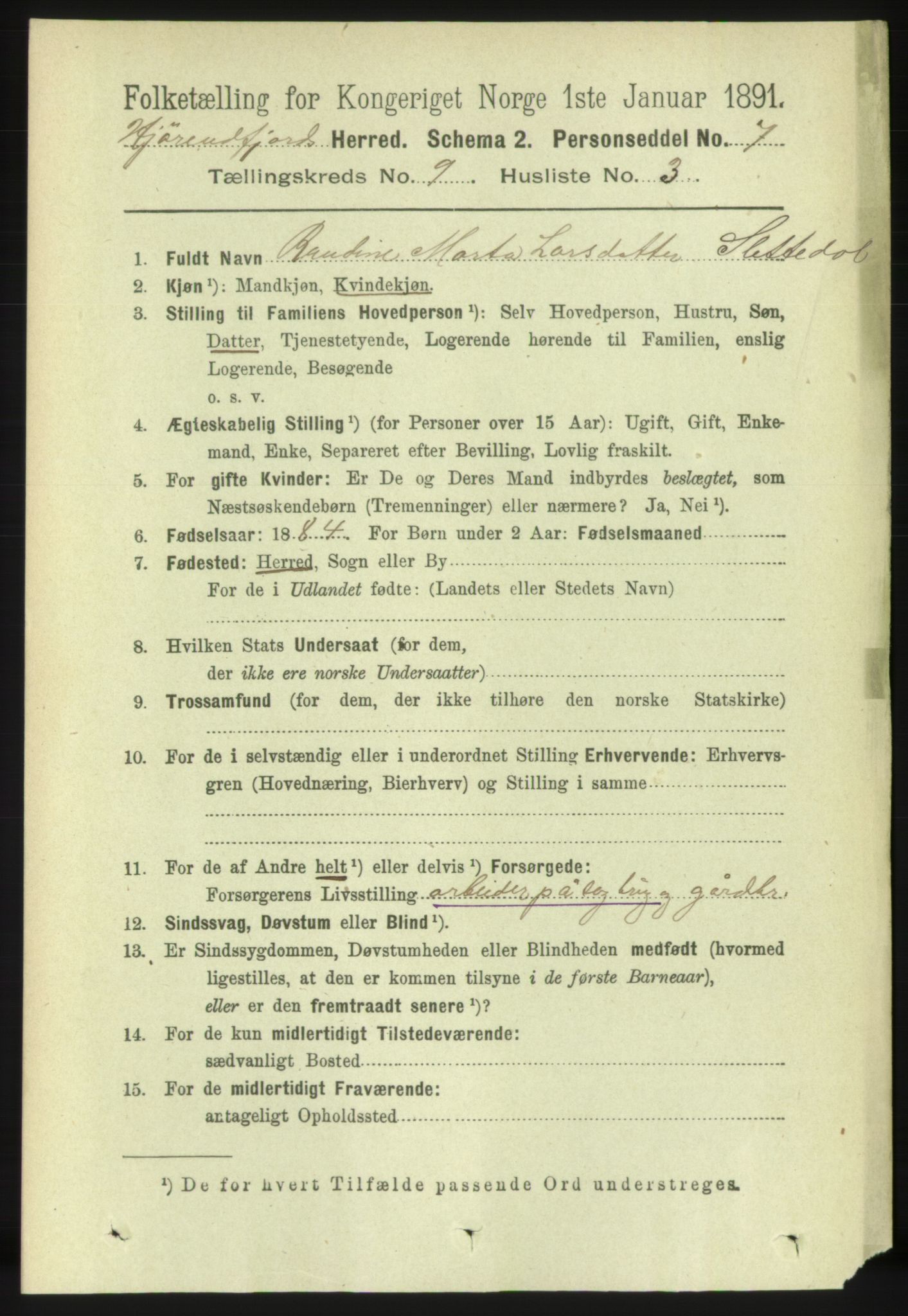 RA, 1891 census for 1522 Hjørundfjord, 1891, p. 2218