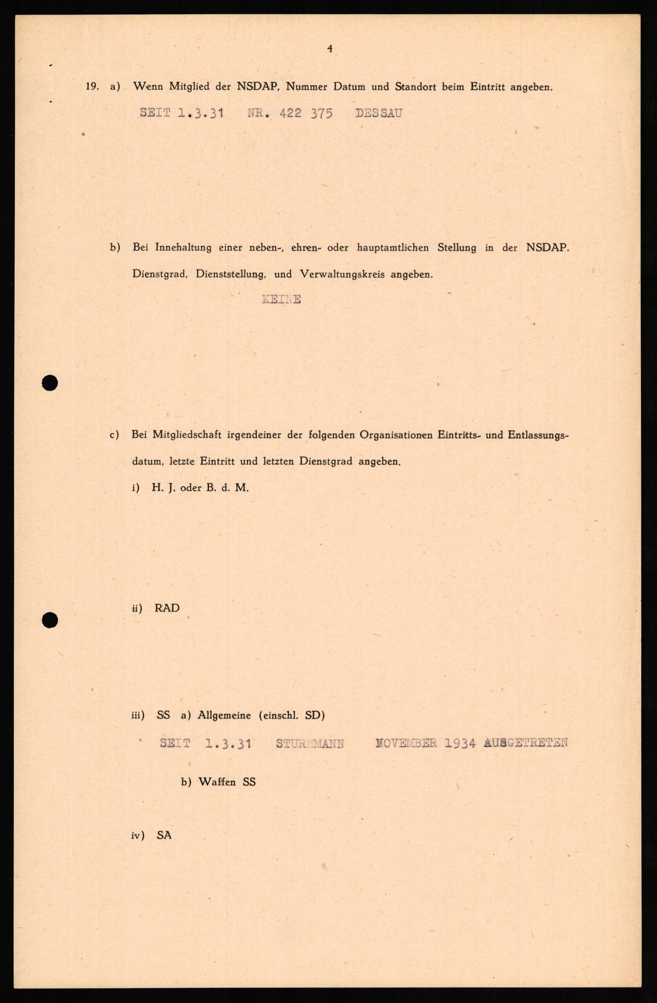 Forsvaret, Forsvarets overkommando II, AV/RA-RAFA-3915/D/Db/L0026: CI Questionaires. Tyske okkupasjonsstyrker i Norge. Tyskere., 1945-1946, p. 132