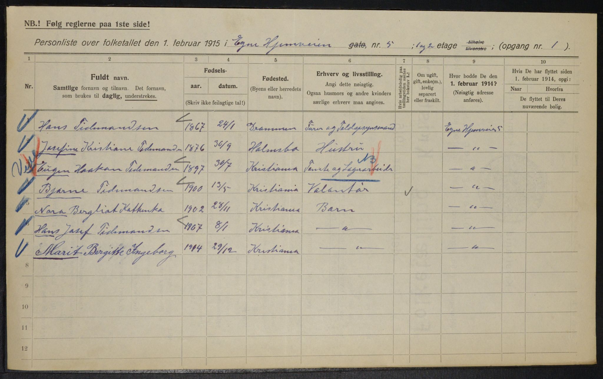 OBA, Municipal Census 1915 for Kristiania, 1915, p. 18340