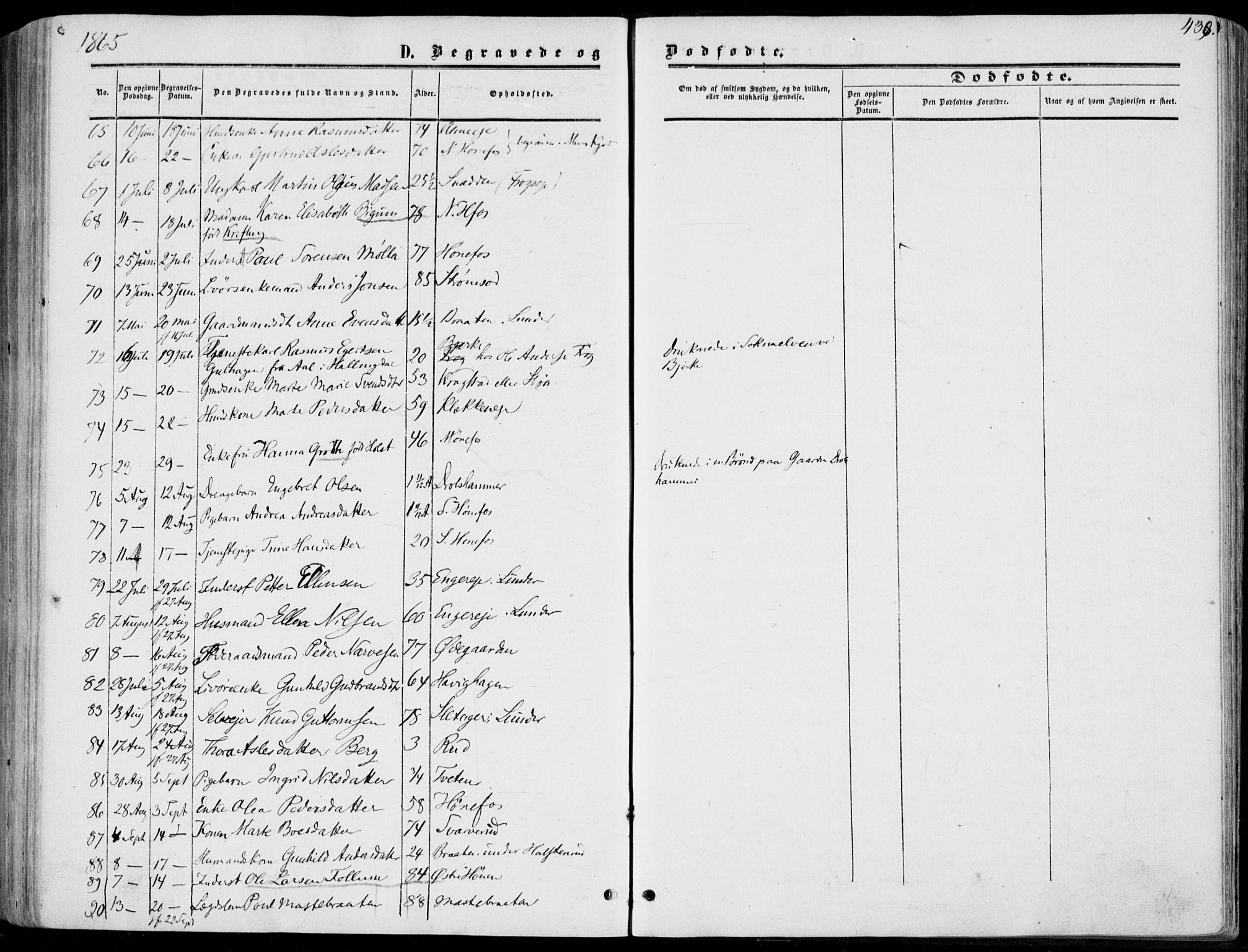 Norderhov kirkebøker, SAKO/A-237/F/Fa/L0012: Parish register (official) no. 12, 1856-1865, p. 438