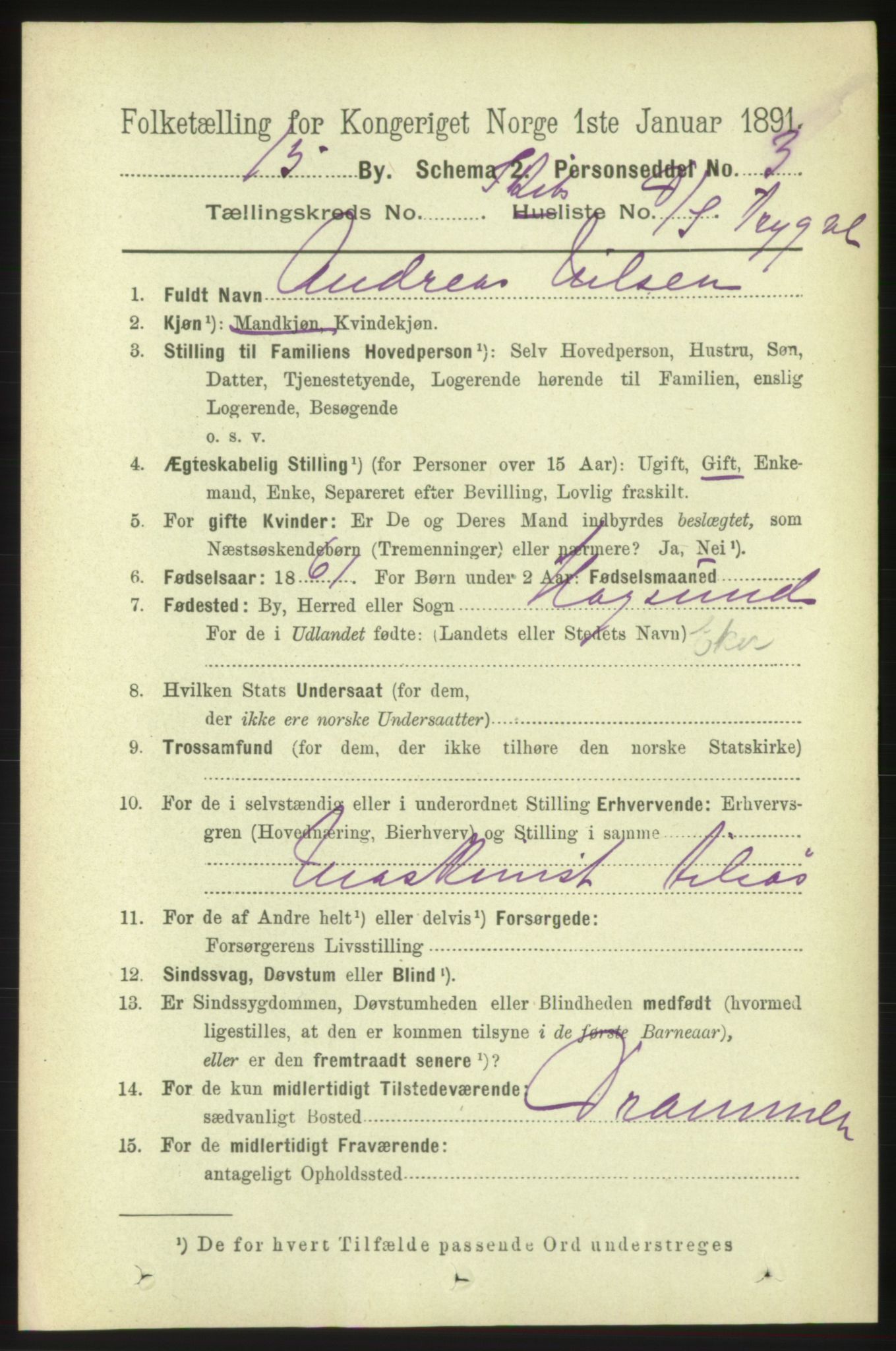 RA, 1891 census for 0602 Drammen, 1891, p. 25639