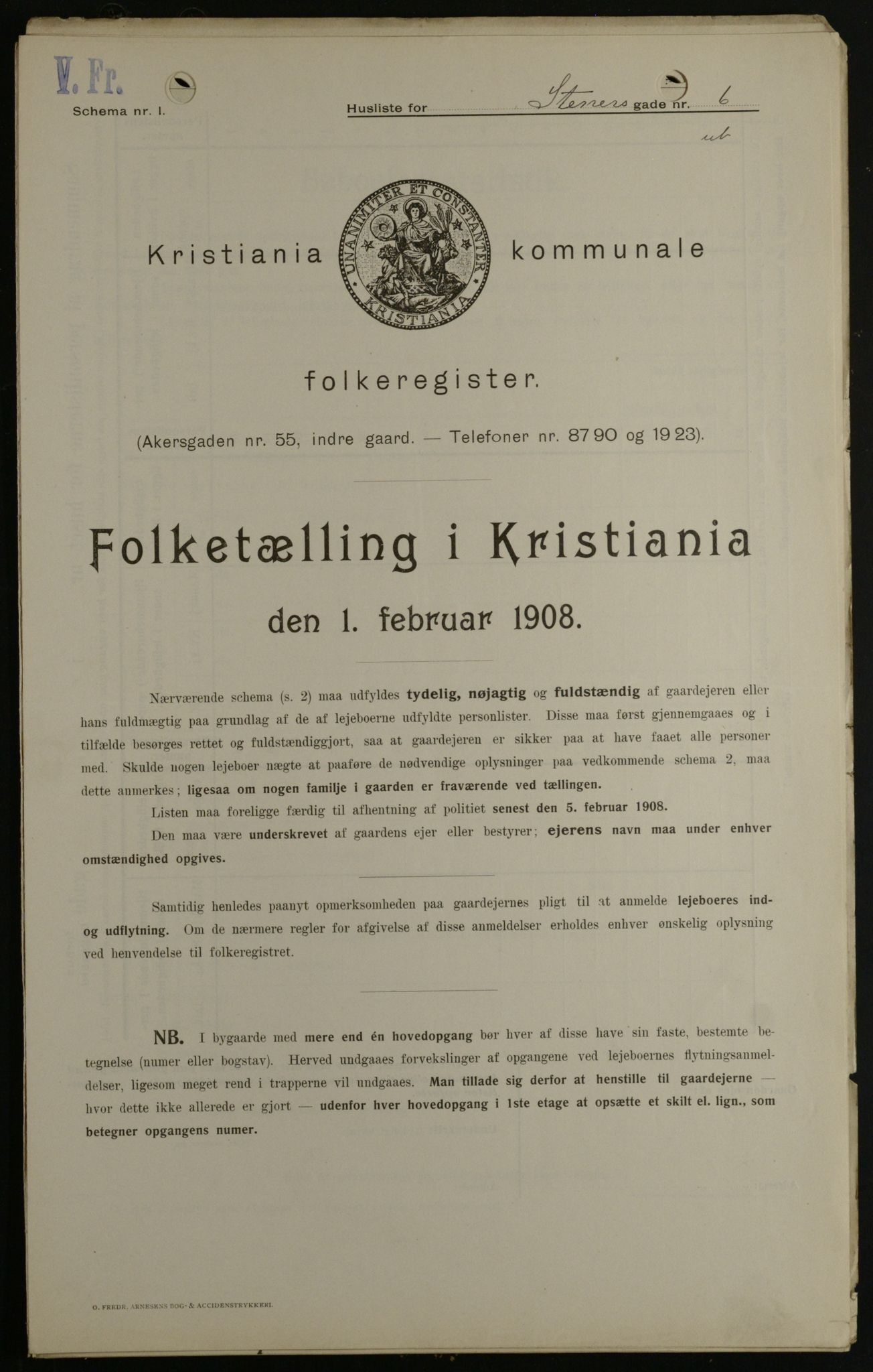 OBA, Municipal Census 1908 for Kristiania, 1908, p. 91161