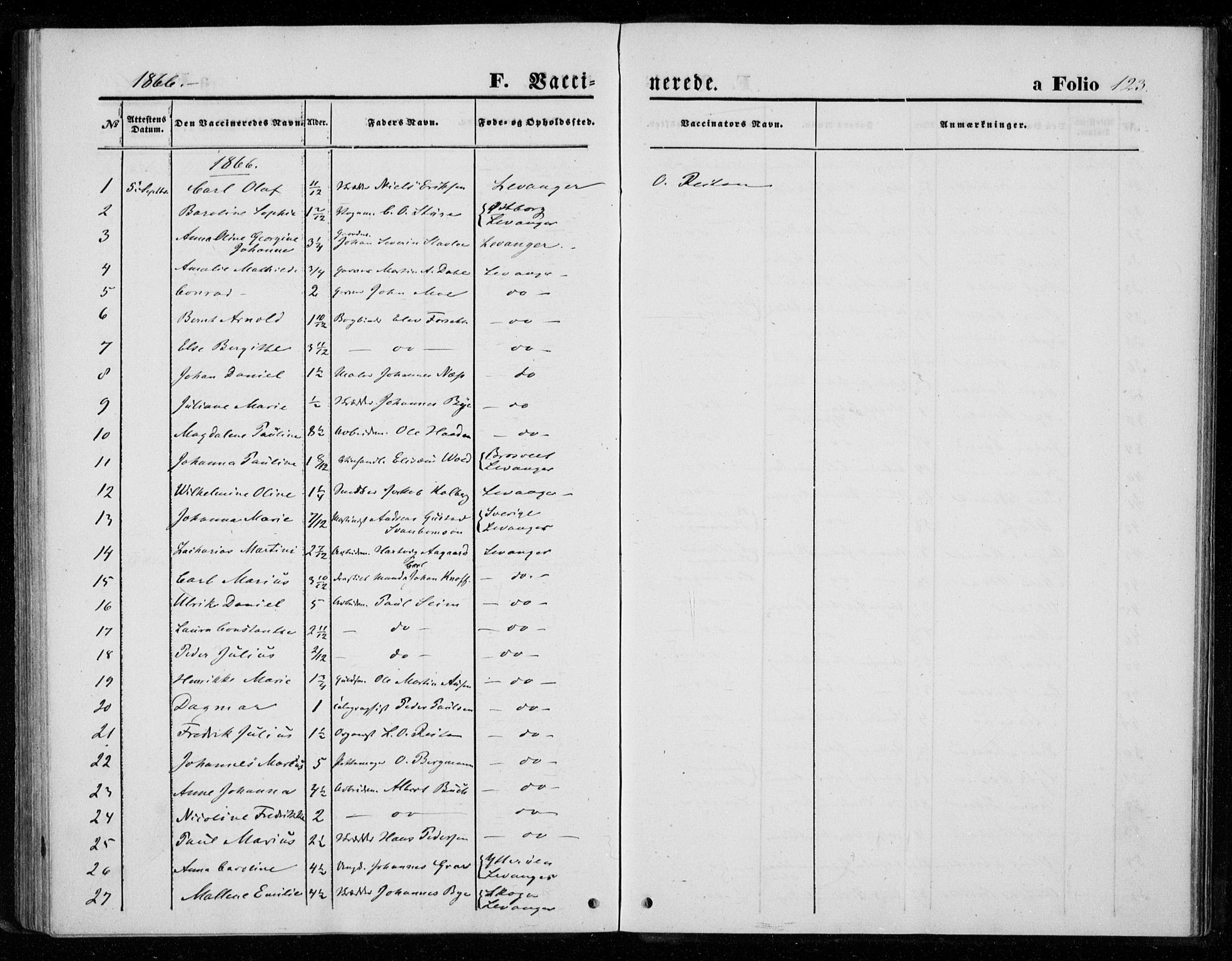 Ministerialprotokoller, klokkerbøker og fødselsregistre - Nord-Trøndelag, SAT/A-1458/720/L0186: Parish register (official) no. 720A03, 1864-1874, p. 123