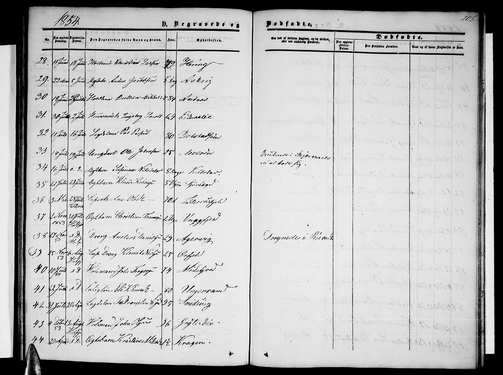 Ministerialprotokoller, klokkerbøker og fødselsregistre - Nordland, SAT/A-1459/820/L0301: Parish register (copy) no. 820C03, 1851-1858, p. 205