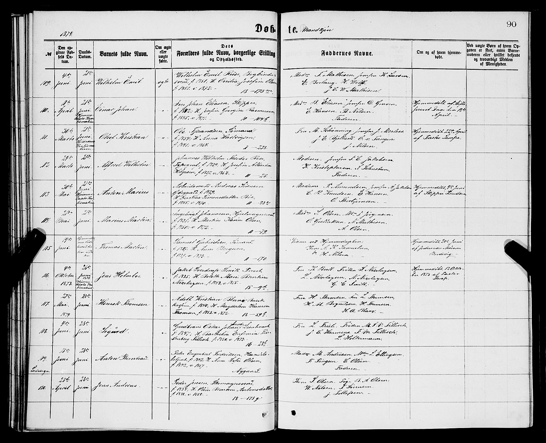 Domkirken sokneprestembete, AV/SAB-A-74801/H/Hab/L0013: Parish register (copy) no. B 6, 1869-1876, p. 90