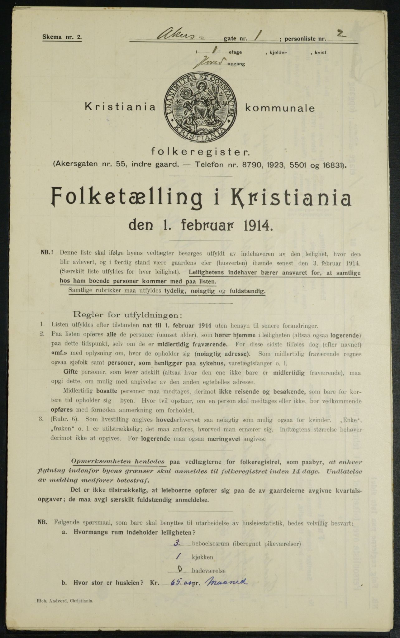 OBA, Municipal Census 1914 for Kristiania, 1914, p. 320