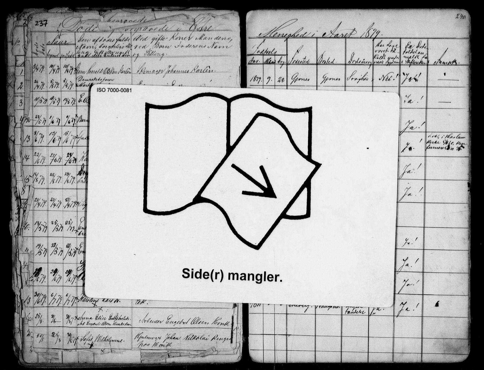 Asker prestekontor Kirkebøker, AV/SAO-A-10256a/G/Gc/L0002: Parish register (copy) no. III 2, 1874-1883, p. 239-240