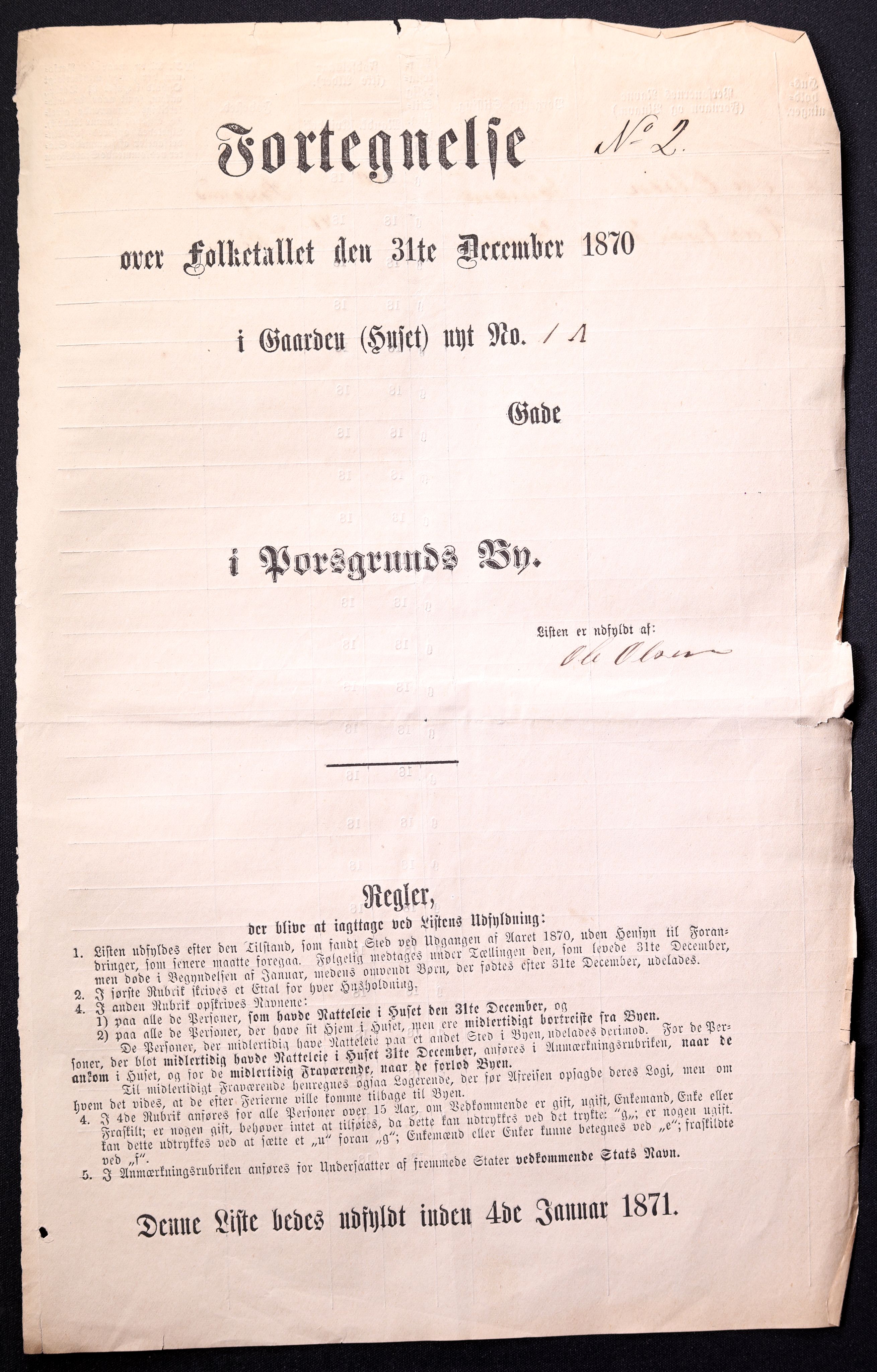 RA, 1870 census for 0805 Porsgrunn, 1870, p. 5