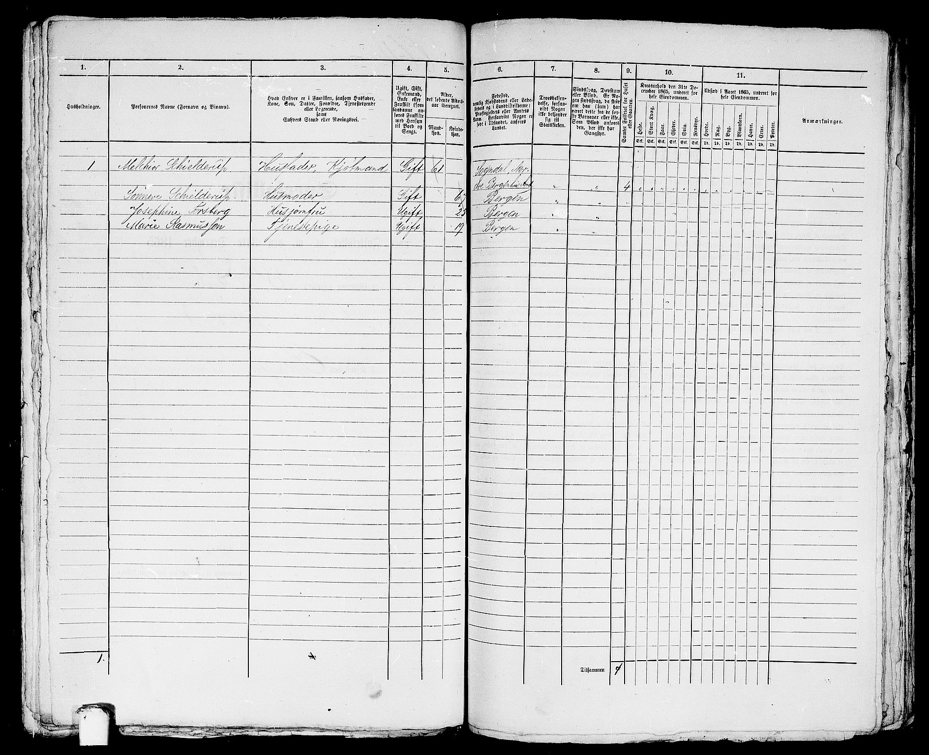 RA, 1865 census for Bergen, 1865, p. 1386