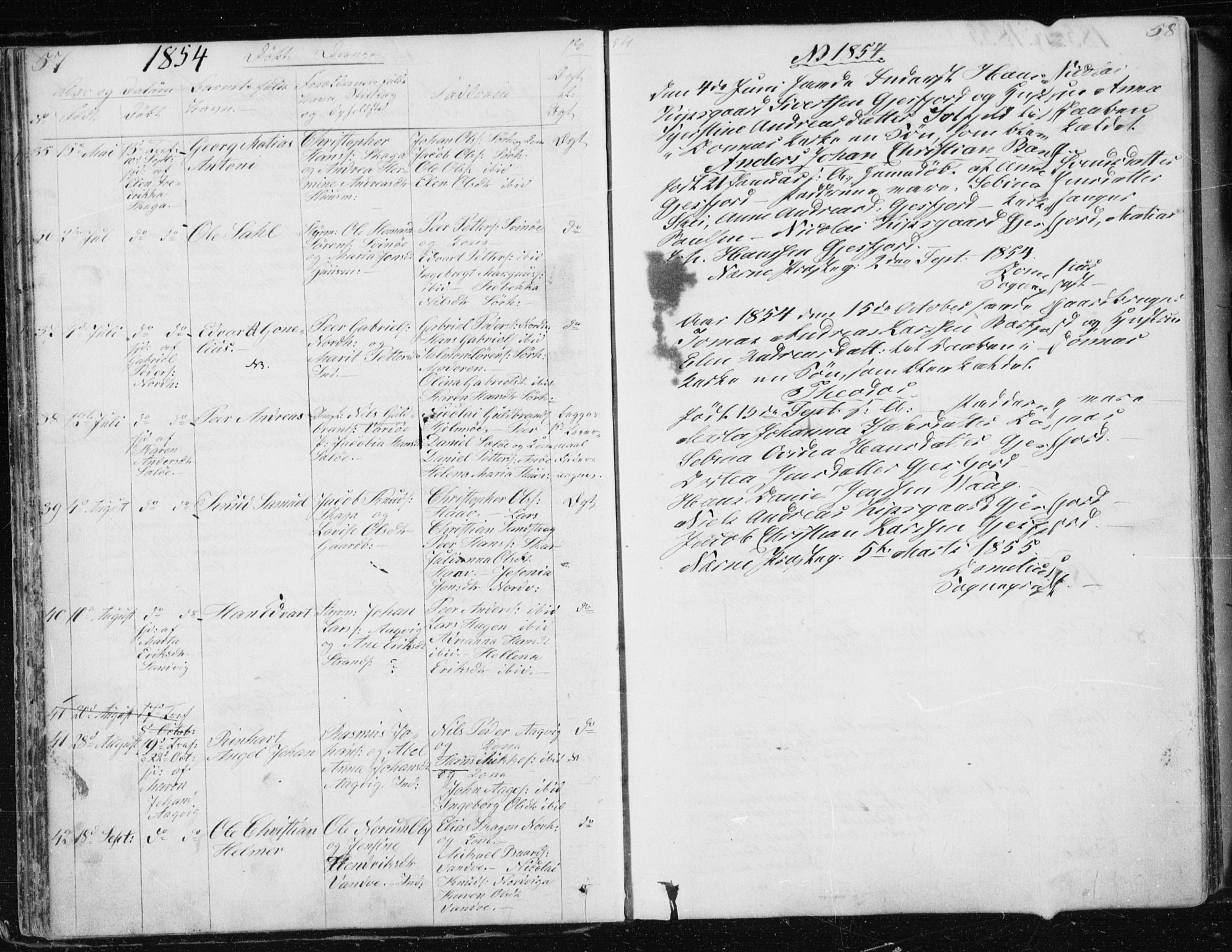 Ministerialprotokoller, klokkerbøker og fødselsregistre - Nordland, SAT/A-1459/834/L0511: Parish register (copy) no. 834C02, 1848-1862, p. 57-58