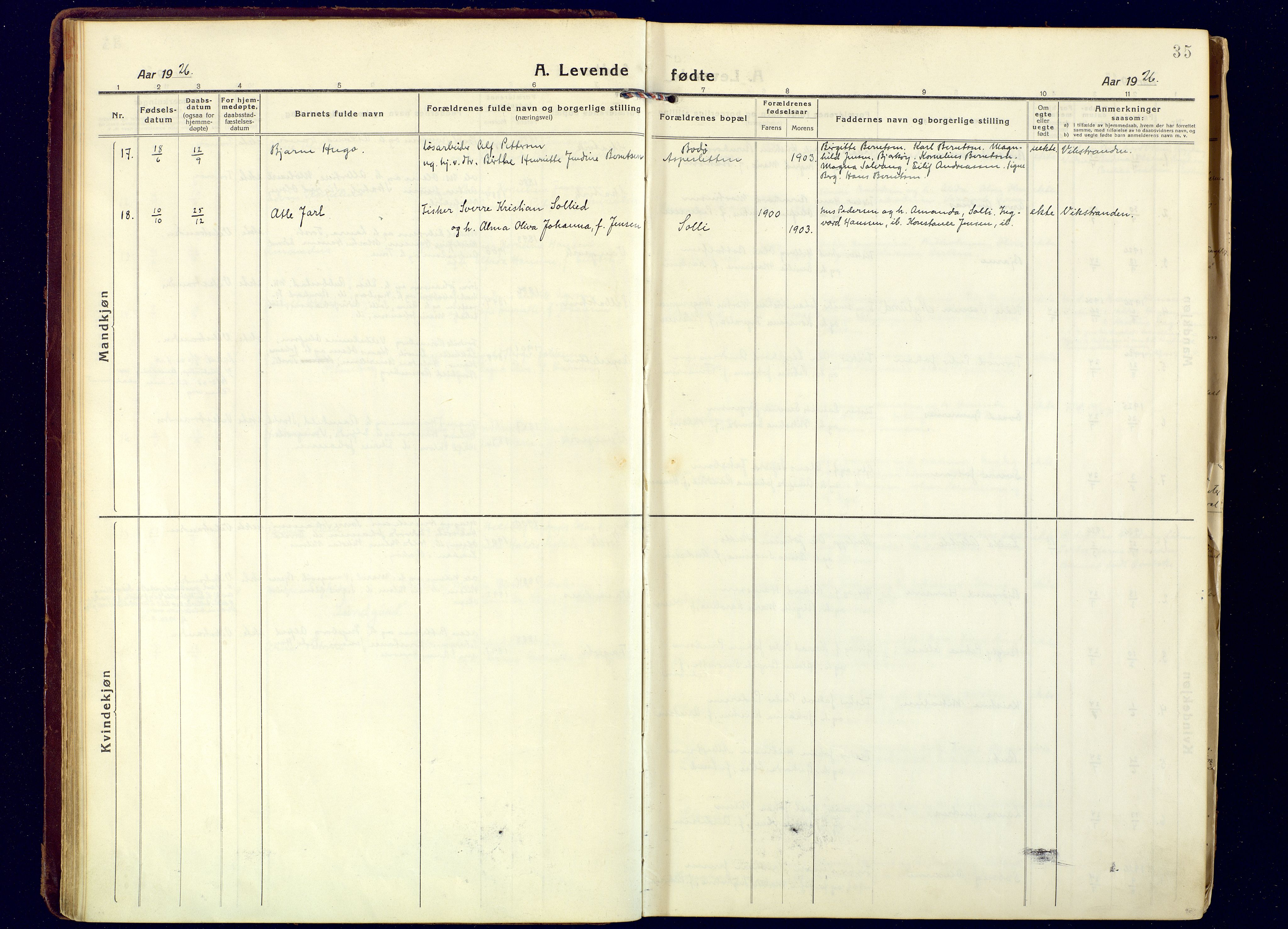 Tranøy sokneprestkontor, AV/SATØ-S-1313/I/Ia/Iaa/L0016kirke: Parish register (official) no. 16, 1919-1932, p. 35