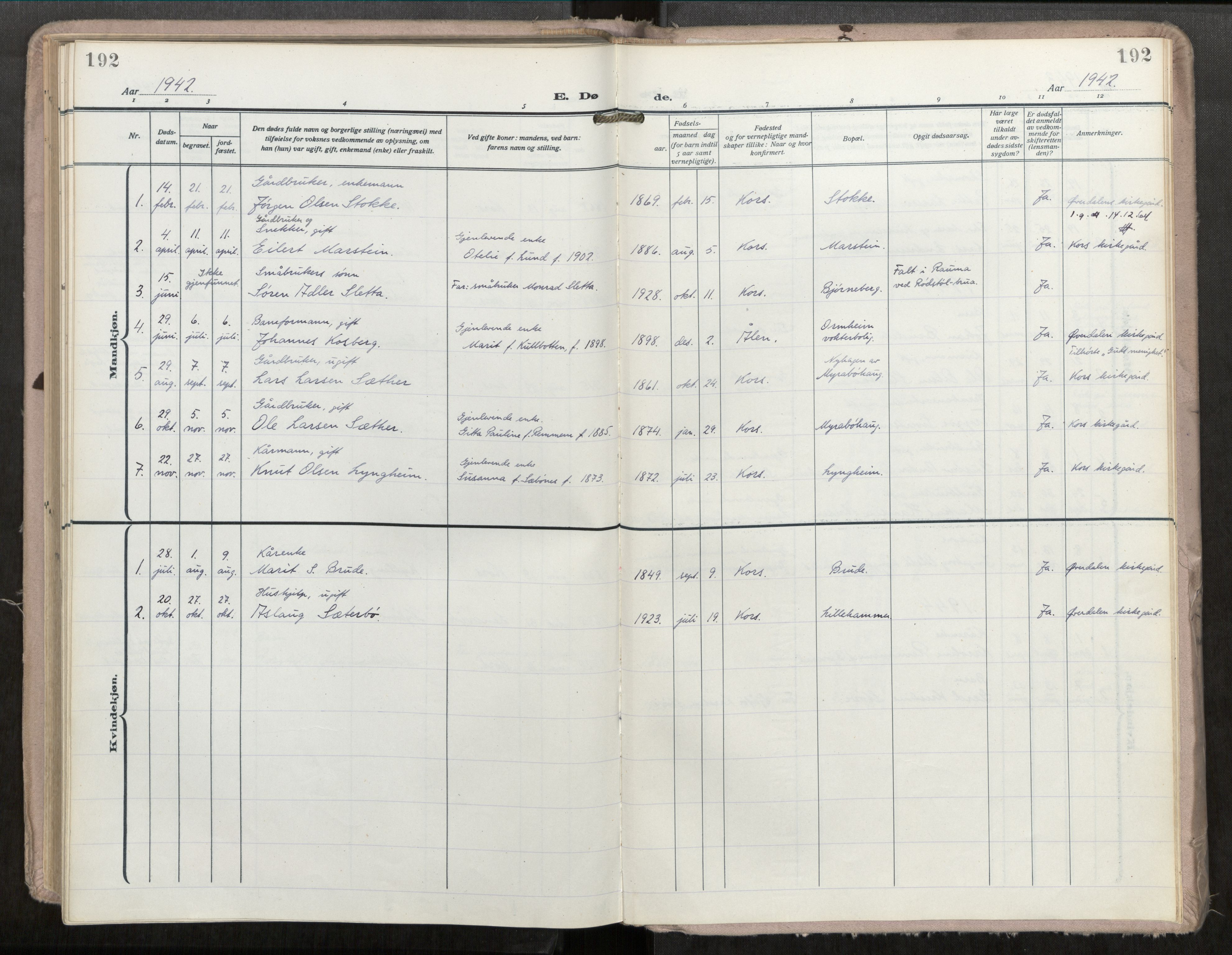 Ministerialprotokoller, klokkerbøker og fødselsregistre - Møre og Romsdal, AV/SAT-A-1454/546/L0601: Parish register (official) no. 546A04, 1919-1956, p. 192