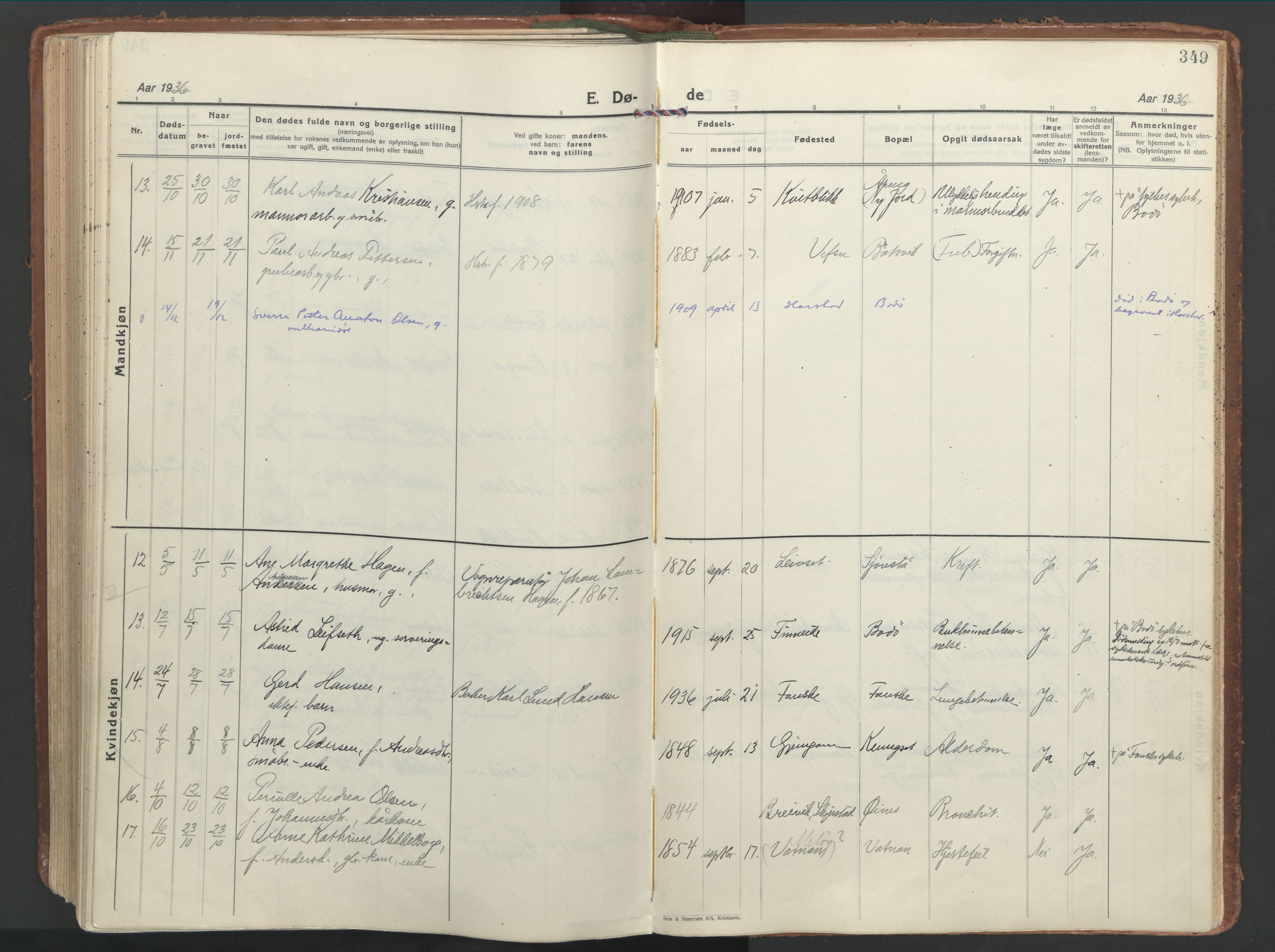 Ministerialprotokoller, klokkerbøker og fødselsregistre - Nordland, AV/SAT-A-1459/849/L0699: Parish register (official) no. 849A10, 1924-1937, p. 349