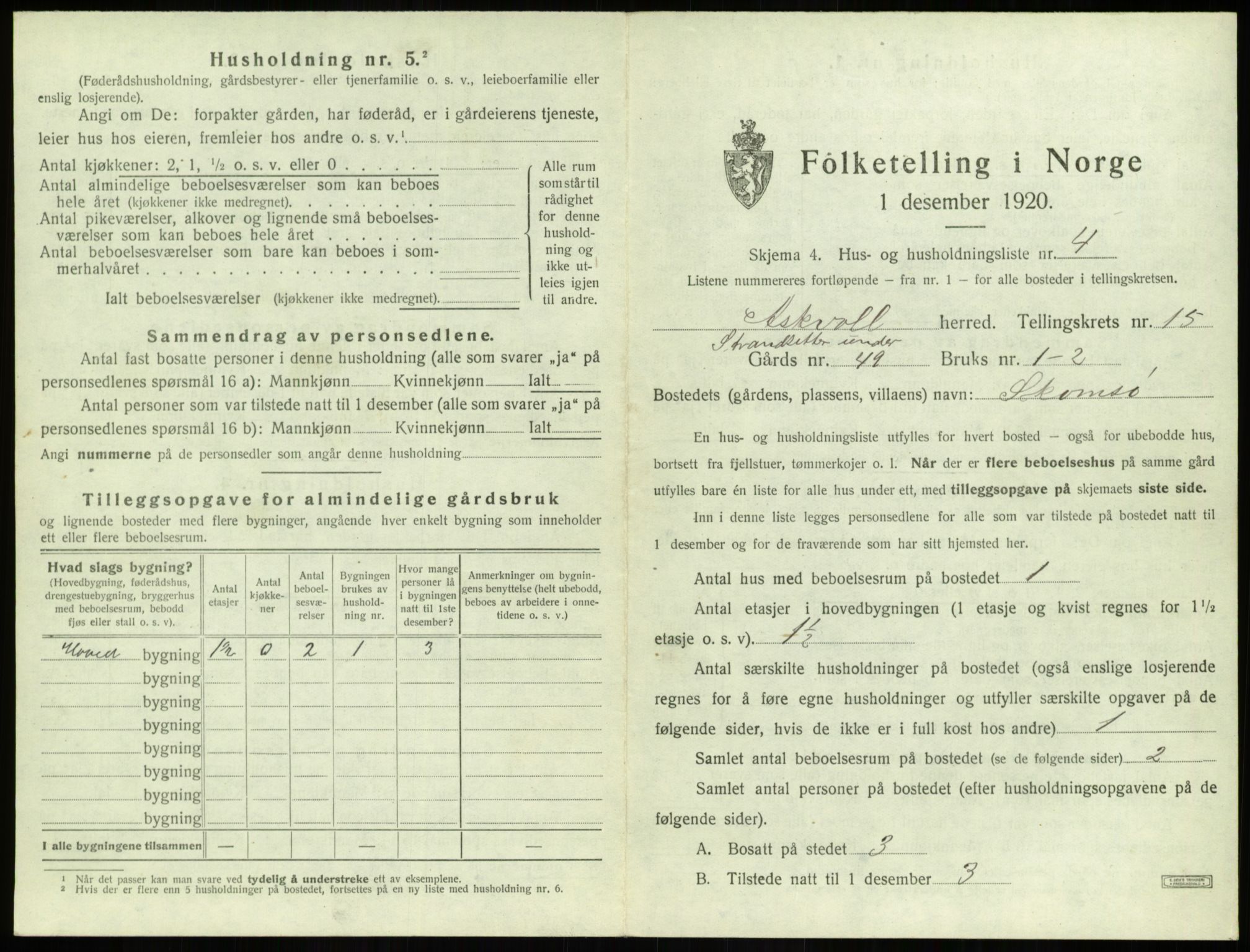 SAB, 1920 census for Askvoll, 1920, p. 767