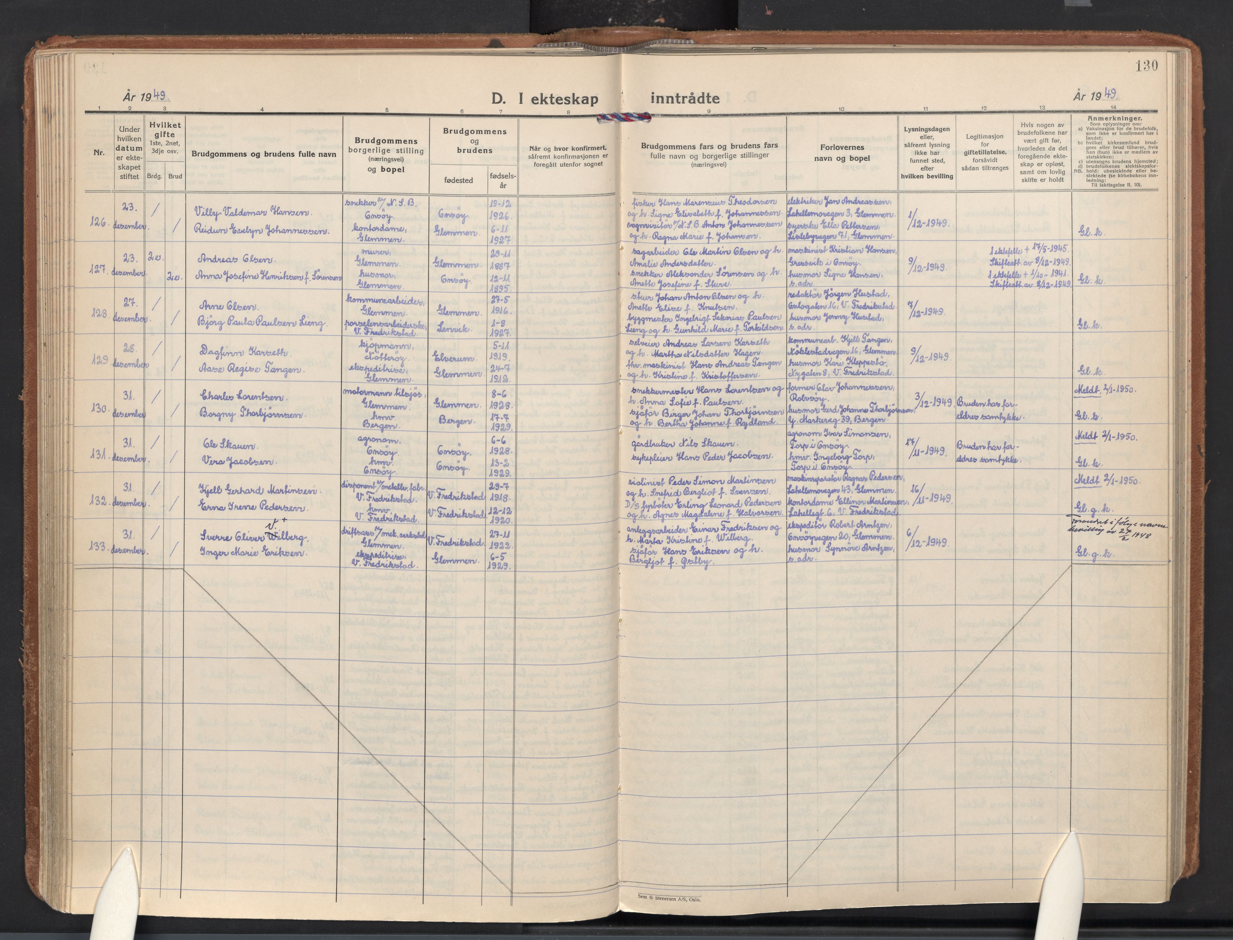 Glemmen prestekontor Kirkebøker, AV/SAO-A-10908/F/Fa/L0020: Parish register (official) no. 20, 1938-1968, p. 130