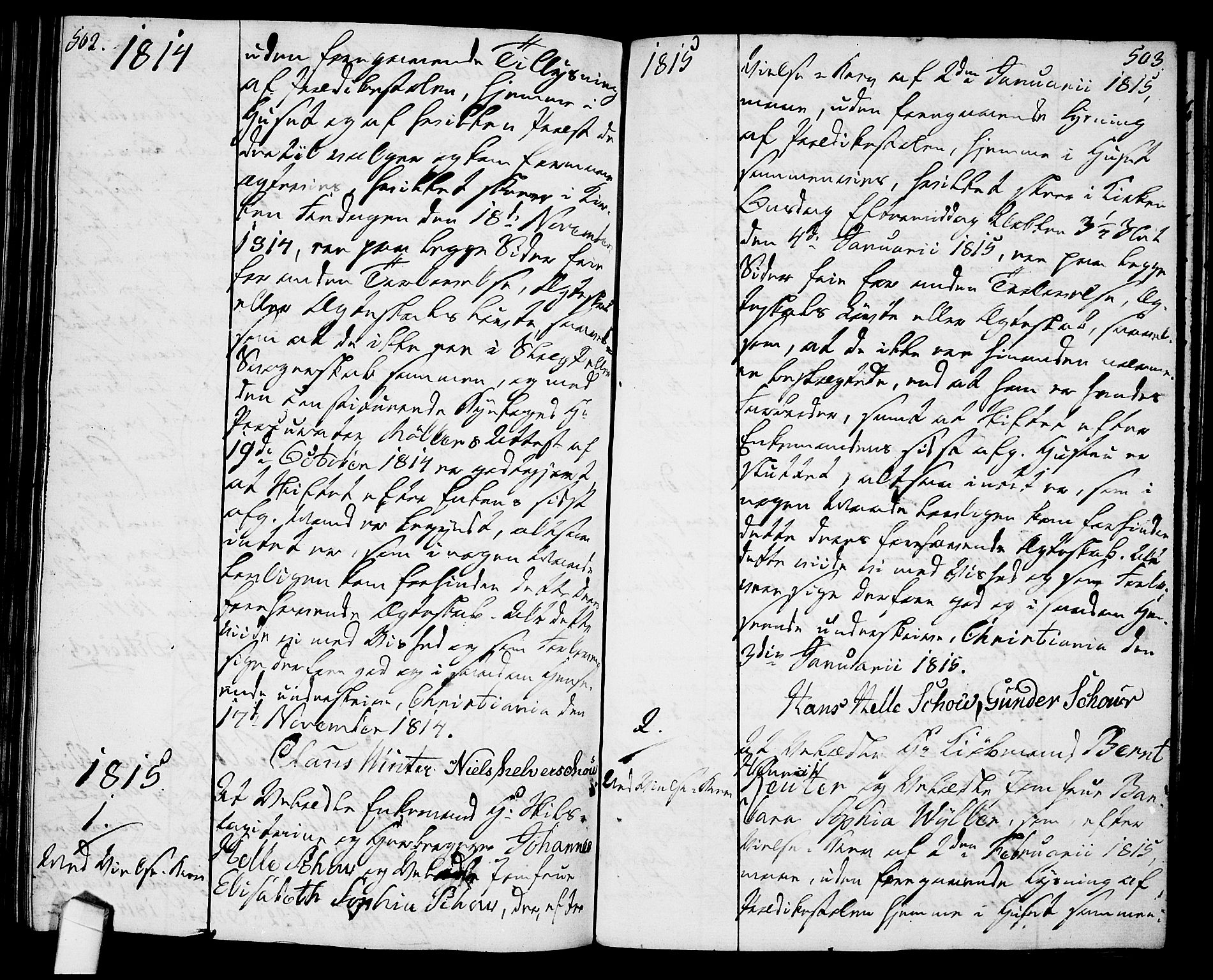 Oslo domkirke Kirkebøker, SAO/A-10752/L/La/L0011: Best man's statements no. 11, 1807-1819, p. 502-503