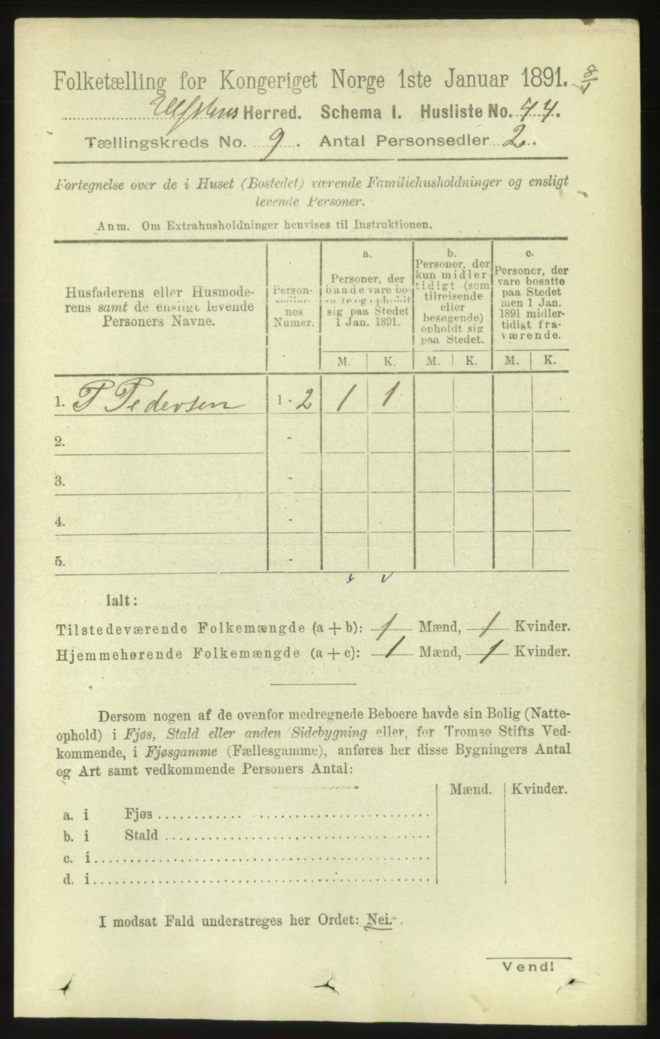 RA, 1891 census for 1516 Ulstein, 1891, p. 2809