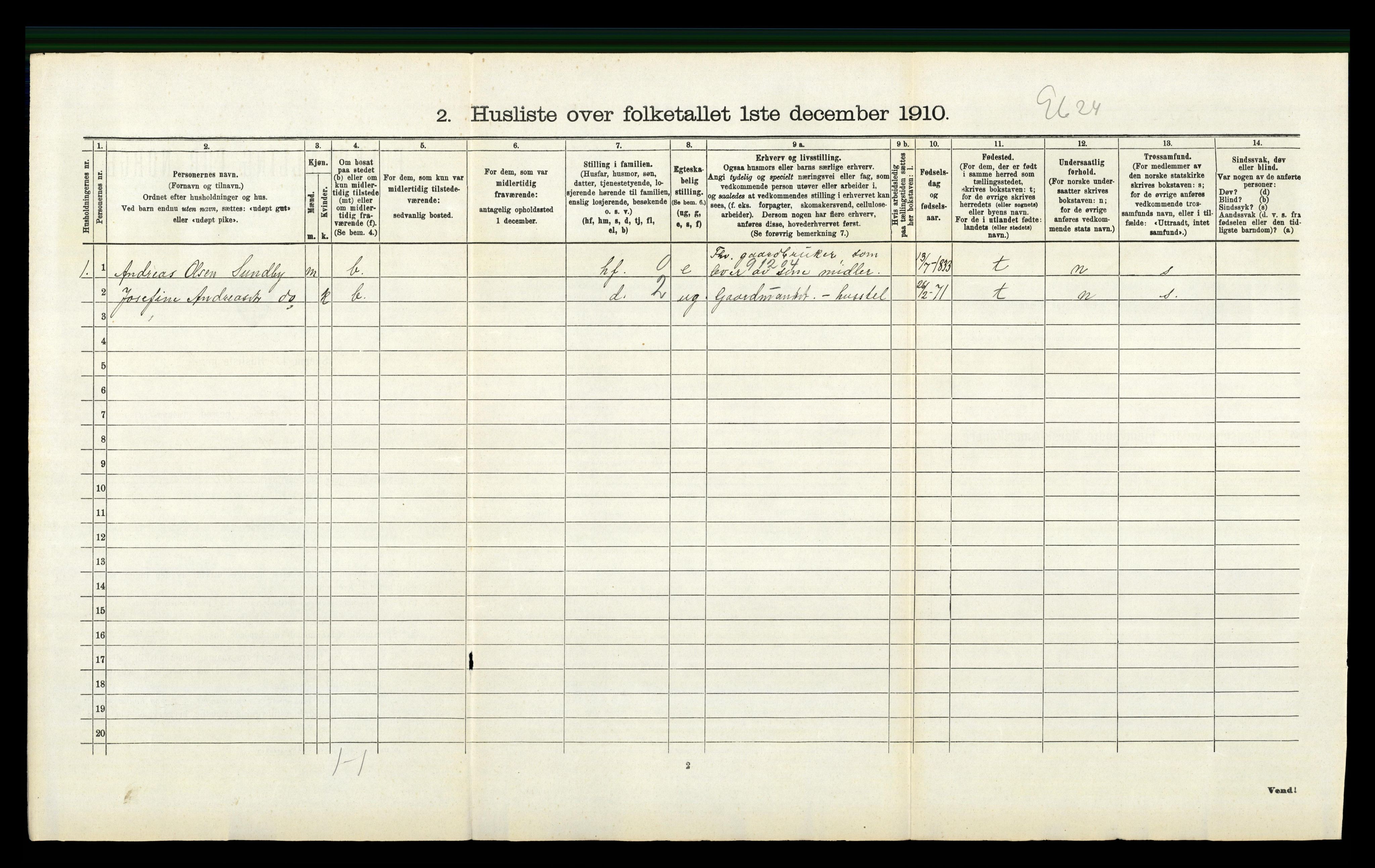 RA, 1910 census for Enebakk, 1910, p. 474