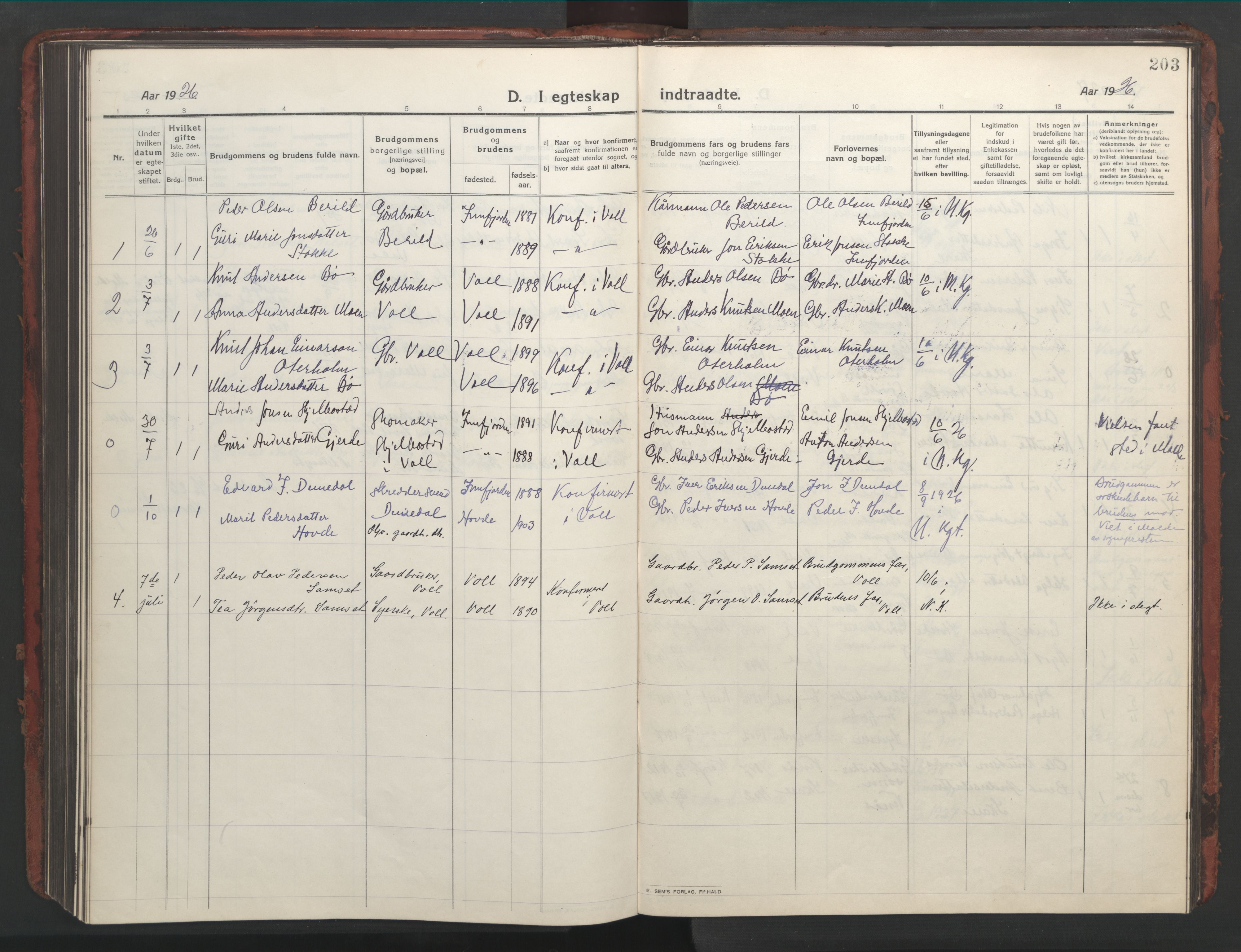 Ministerialprotokoller, klokkerbøker og fødselsregistre - Møre og Romsdal, AV/SAT-A-1454/543/L0565: Parish register (copy) no. 543C03, 1916-1955, p. 203