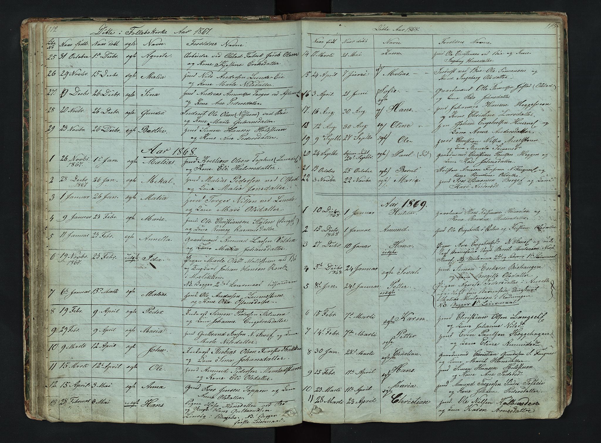 Gausdal prestekontor, SAH/PREST-090/H/Ha/Hab/L0006: Parish register (copy) no. 6, 1846-1893, p. 112-113