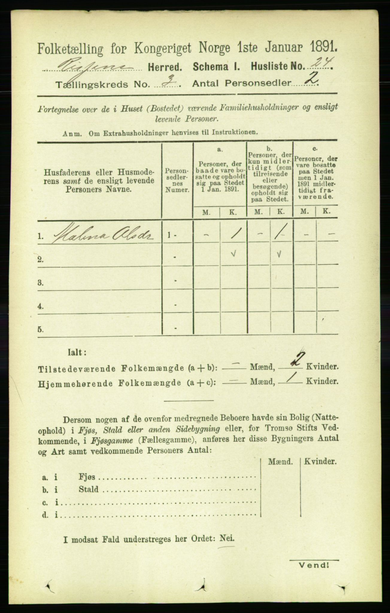 RA, 1891 census for 1624 Rissa, 1891, p. 1530