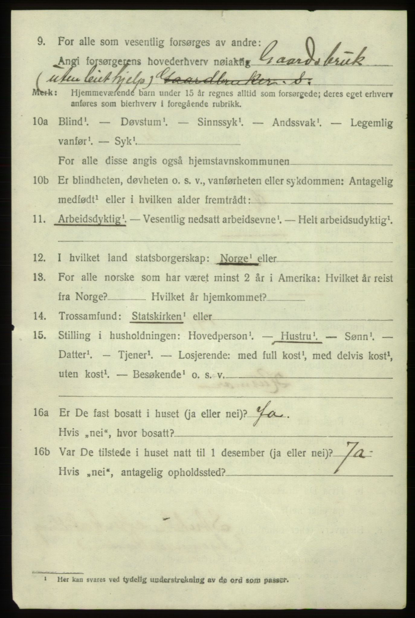 SAB, 1920 census for Fitjar, 1920, p. 951