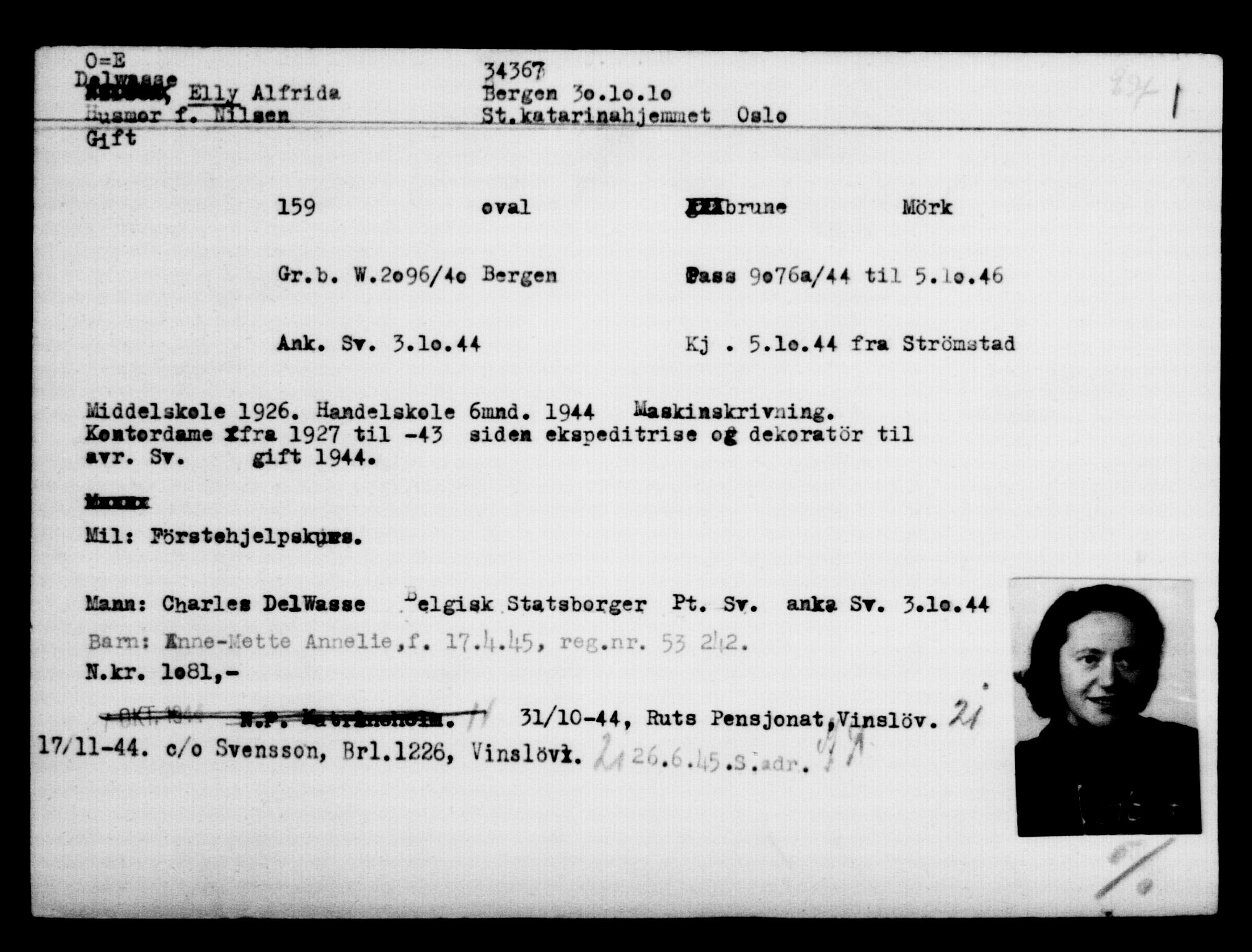 Utenriksstasjonene, Legasjonen i Stockholm, Flyktningkontoret, AV/RA-S-6753/V/Va/L0013: Kjesäterkartoteket, flyktninger med registreringsnr. 31500-34731, 1940-1945, p. 3020