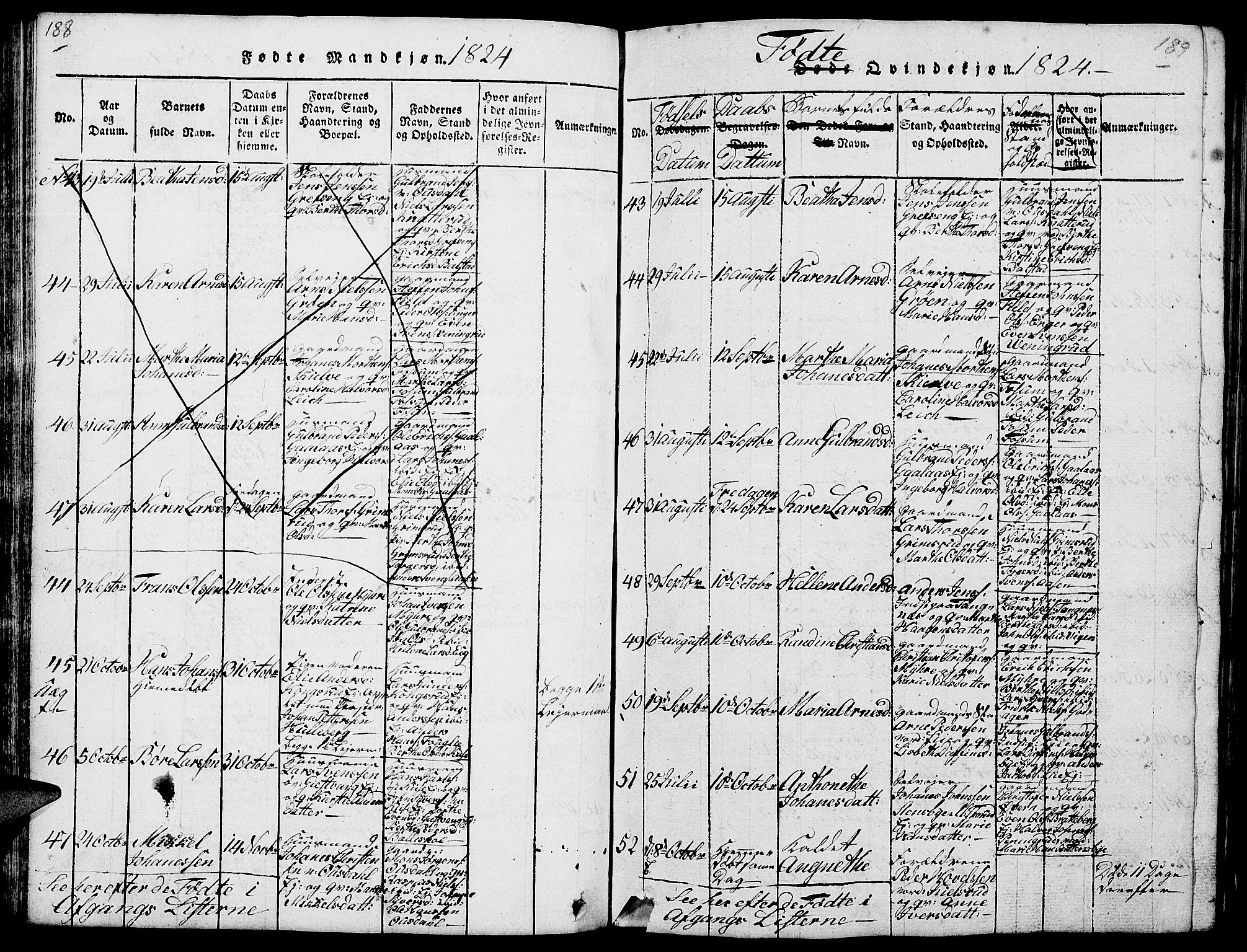 Nes prestekontor, Hedmark, AV/SAH-PREST-020/L/La/L0003: Parish register (copy) no. 3, 1814-1831, p. 188-189