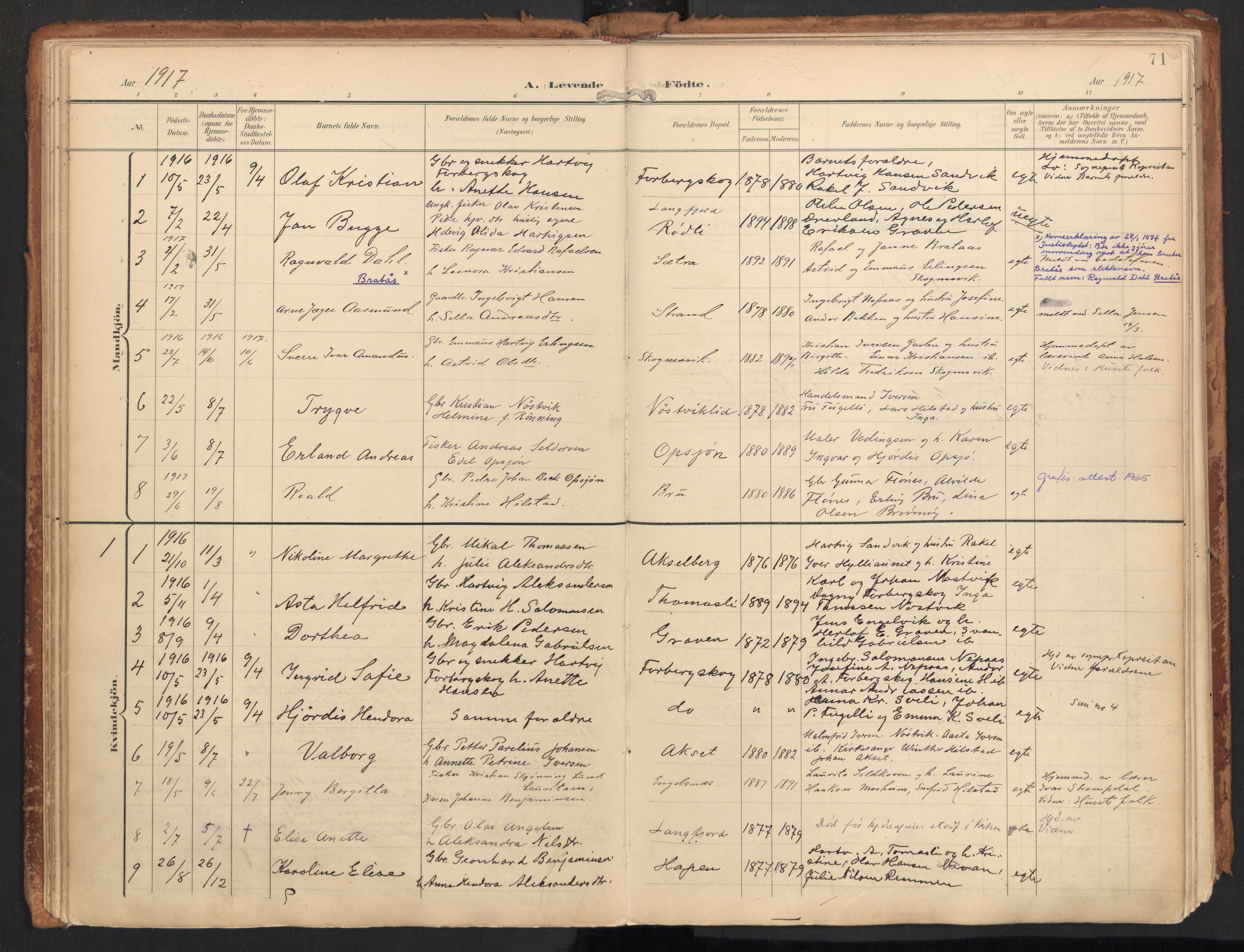 Ministerialprotokoller, klokkerbøker og fødselsregistre - Nordland, SAT/A-1459/814/L0227: Parish register (official) no. 814A08, 1899-1920, p. 71
