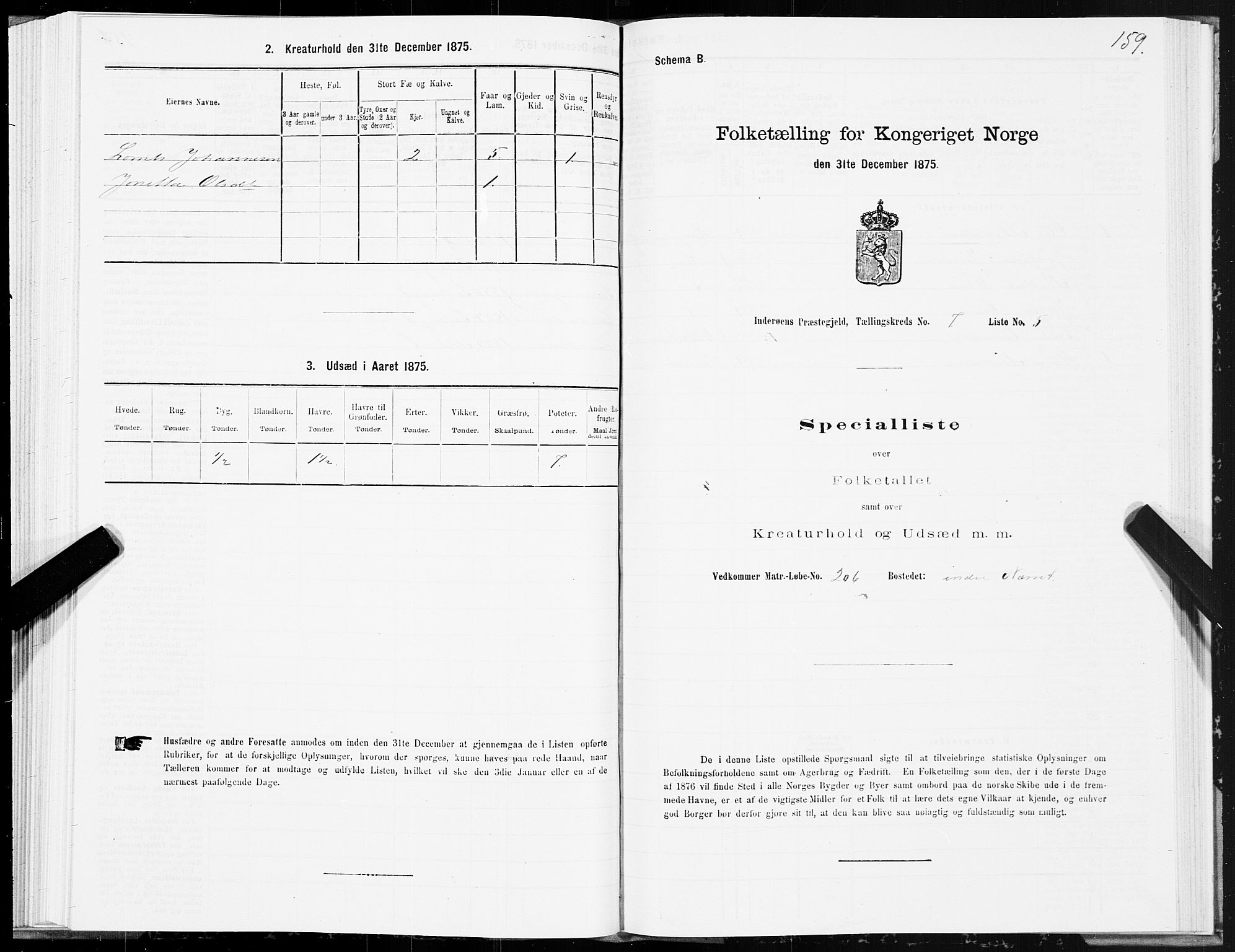 SAT, 1875 census for 1729P Inderøy, 1875, p. 4159