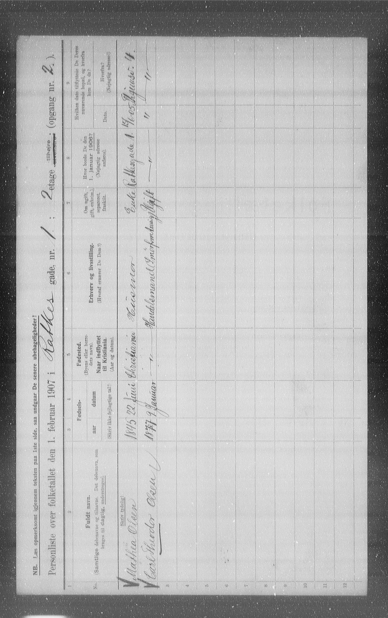 OBA, Municipal Census 1907 for Kristiania, 1907, p. 41798