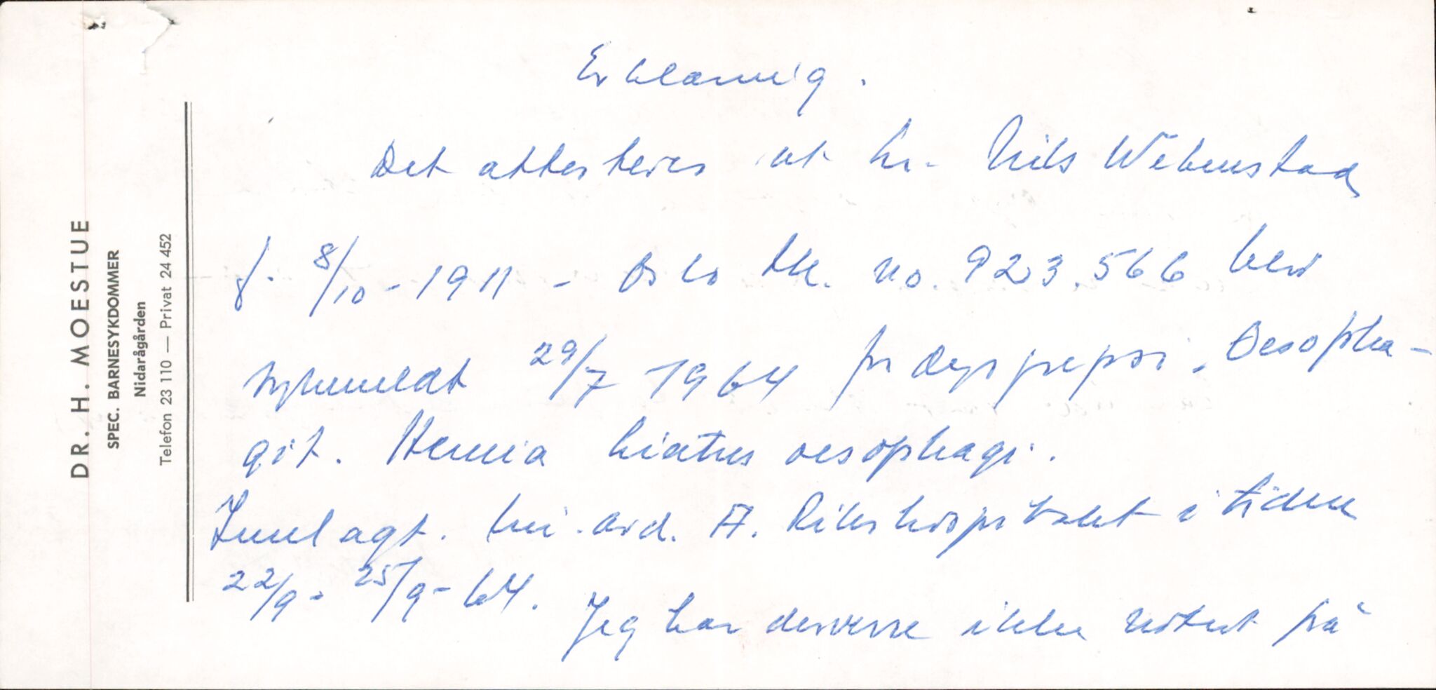 Forsvaret, Forsvarets overkommando/Luftforsvarsstaben, AV/RA-RAFA-4079/P/Pa/L0028: Personellpapirer, 1911, p. 329