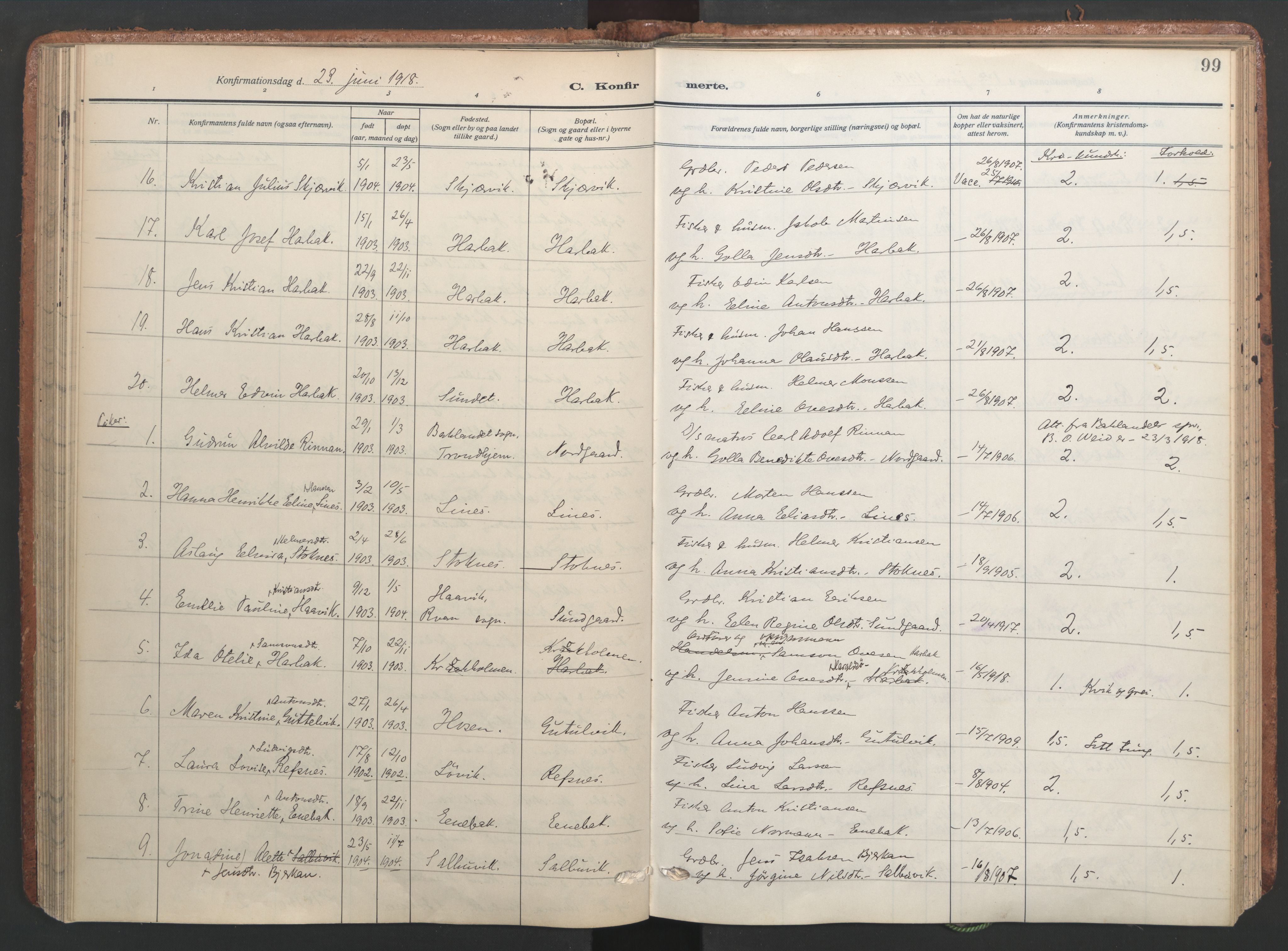 Ministerialprotokoller, klokkerbøker og fødselsregistre - Sør-Trøndelag, SAT/A-1456/656/L0694: Parish register (official) no. 656A03, 1914-1931, p. 99