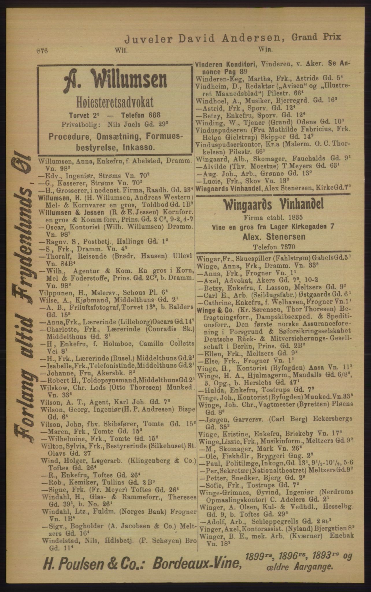 Kristiania/Oslo adressebok, PUBL/-, 1906, p. 876