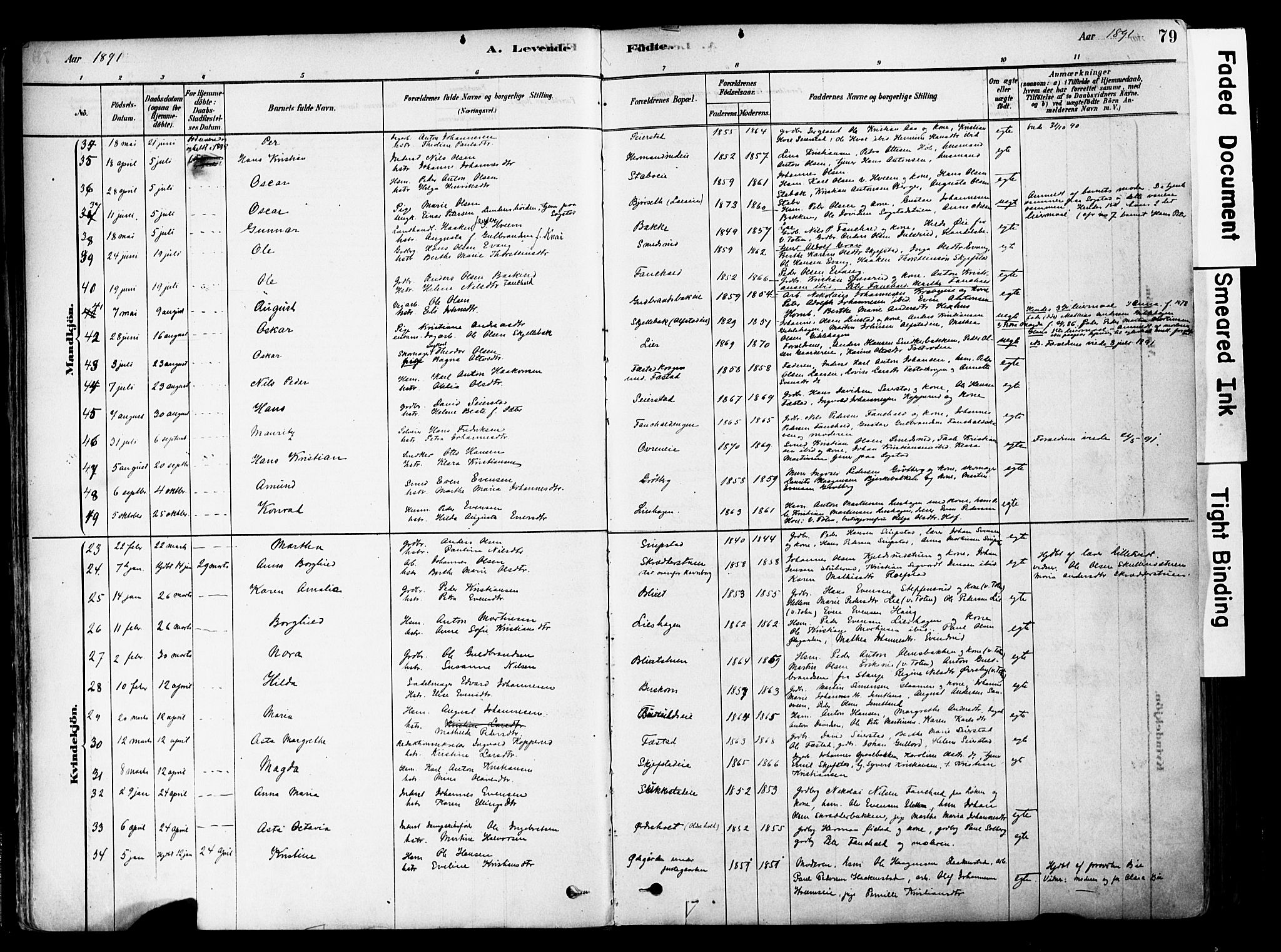 Østre Toten prestekontor, AV/SAH-PREST-104/H/Ha/Haa/L0006: Parish register (official) no. 6 /1, 1878-1896, p. 79