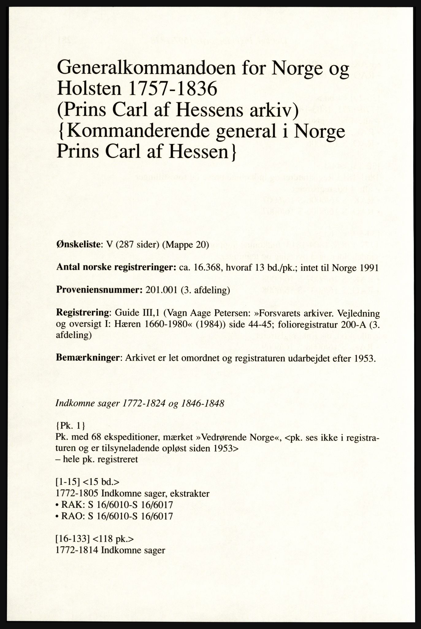 Publikasjoner utgitt av Arkivverket, PUBL/PUBL-001/A/0002: Erik Gøbel: NOREG, Tværregistratur over norgesrelevant materiale i Rigsarkivet i København (2000), 2000, p. 284